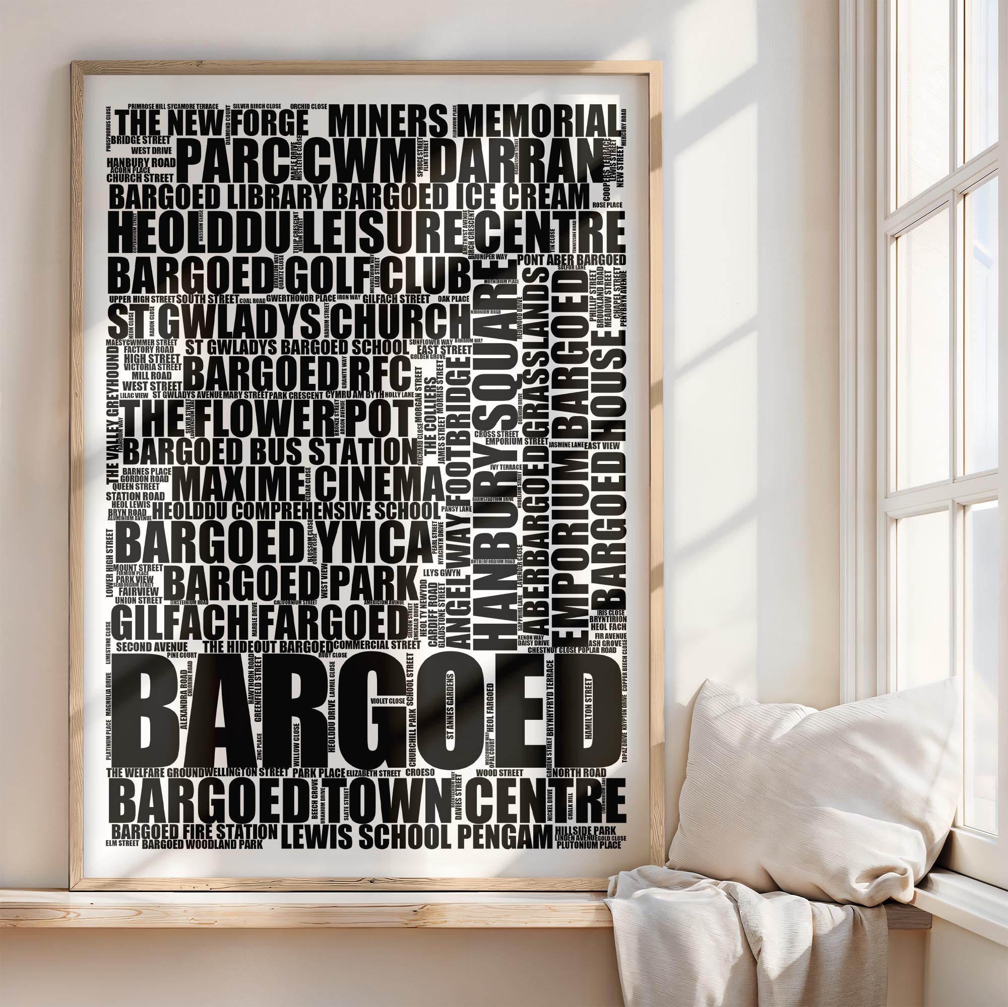 Bargoed - Premium Typographic Word Cloud Prints, Posters & Gifts