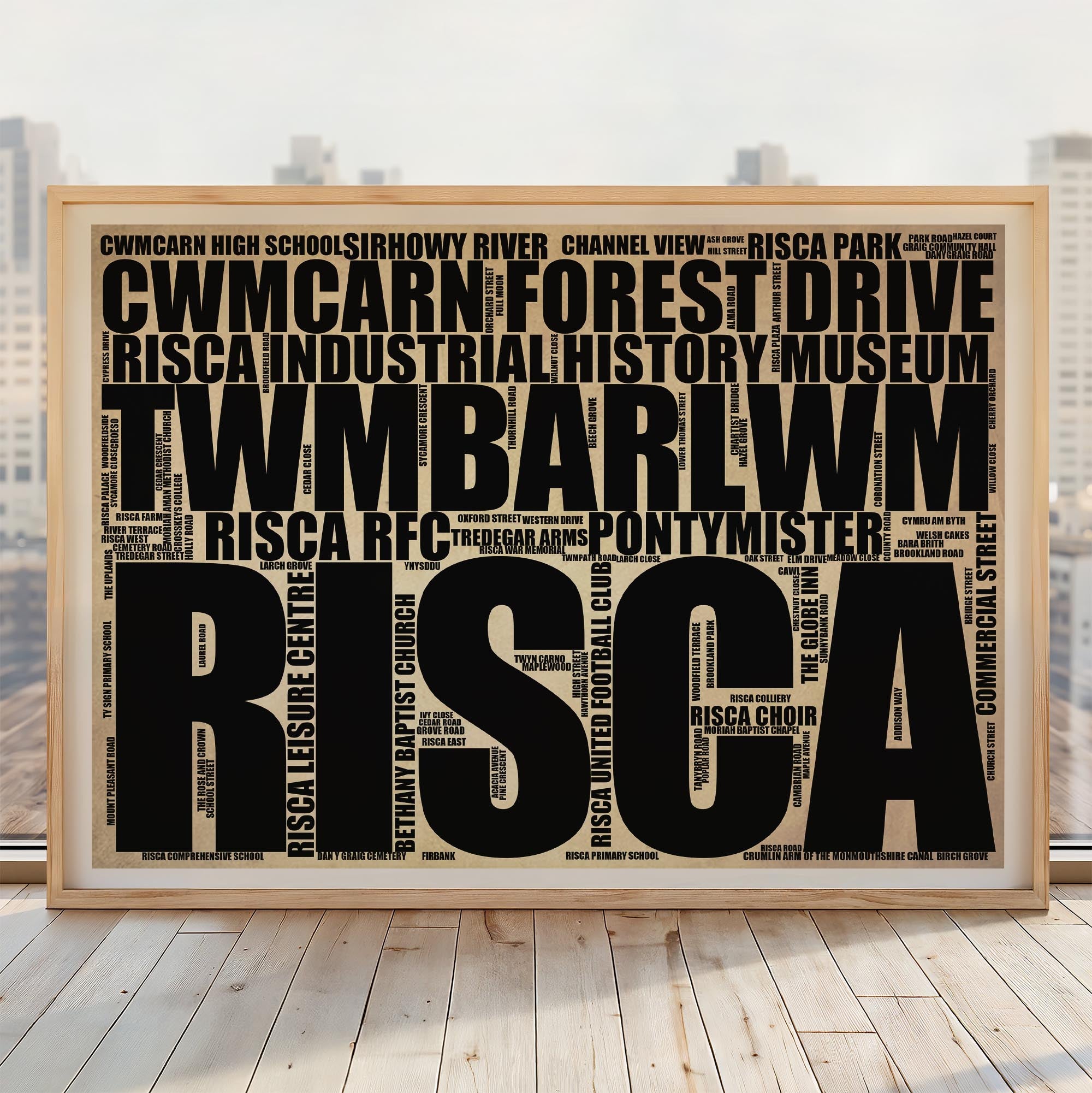 Risca - Premium Typographic Word Cloud Prints, Posters & Gifts