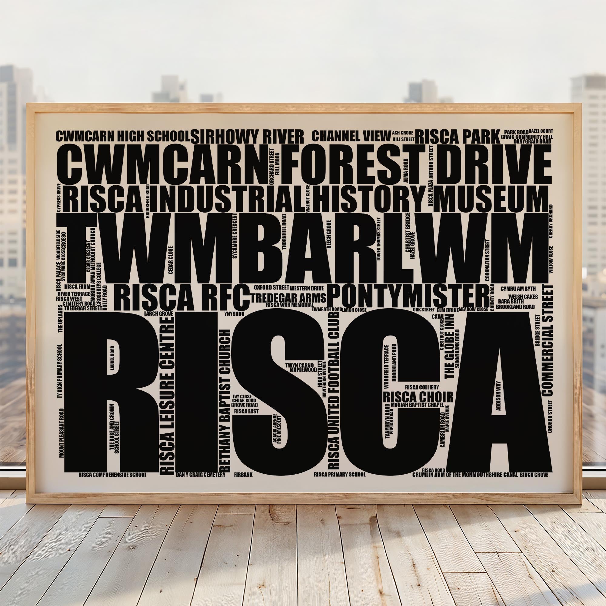 Risca - Premium Typographic Word Cloud Prints, Posters & Gifts
