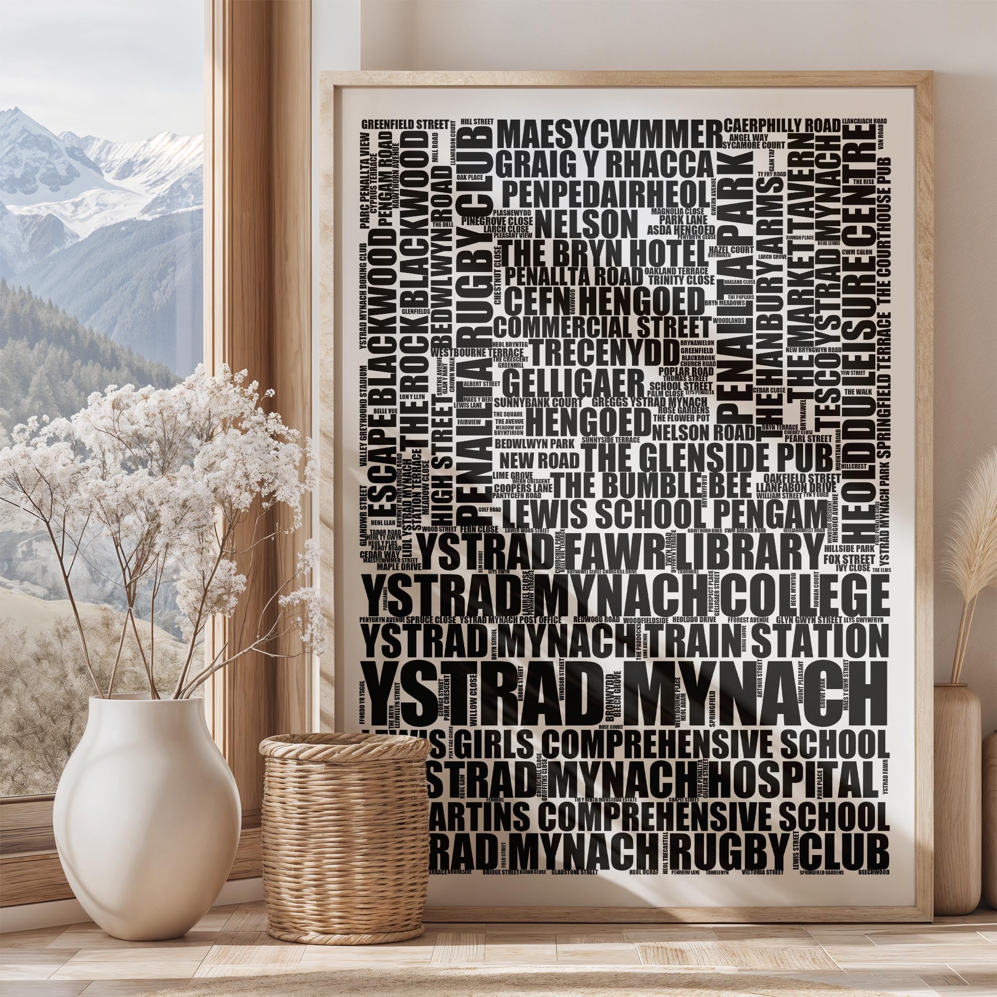 Ystrad Mynach - Premium Typographic Word Cloud Prints, Posters & Gifts