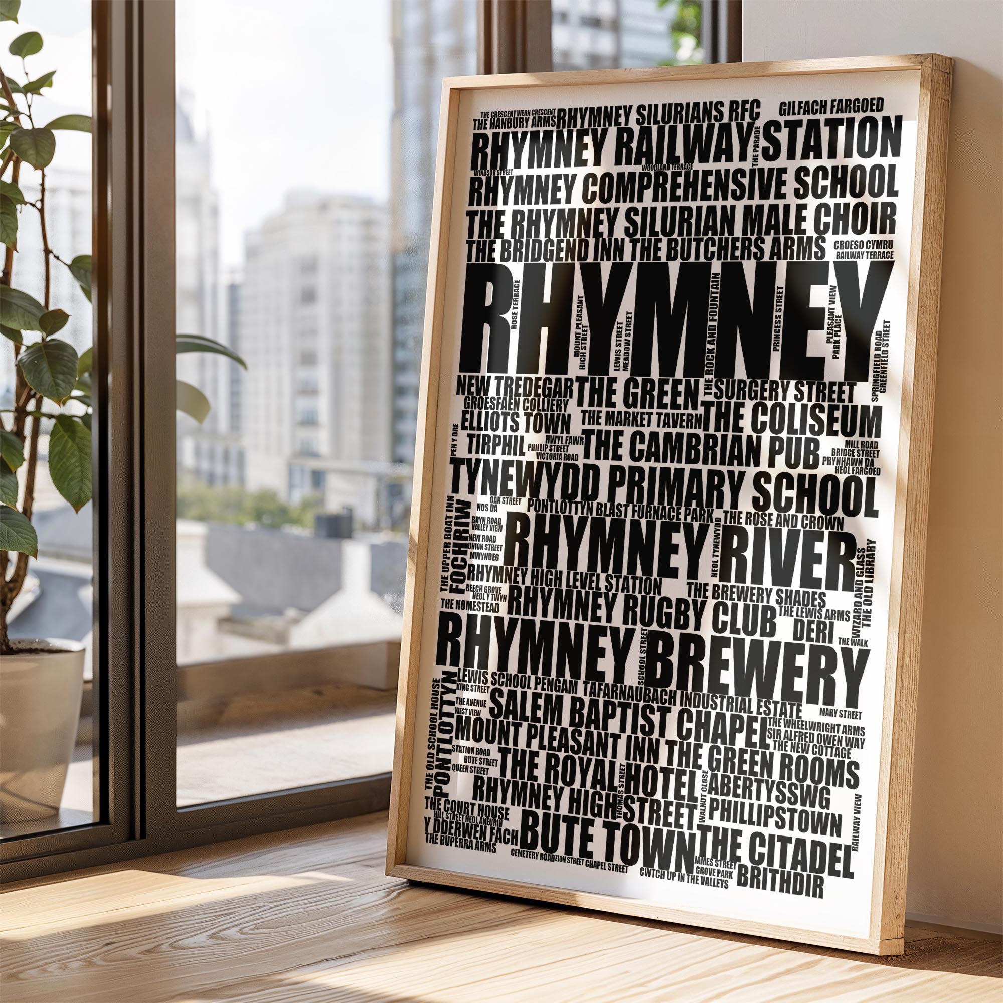 Rhymney - Premium Typographic Word Cloud Prints, Posters & Gifts