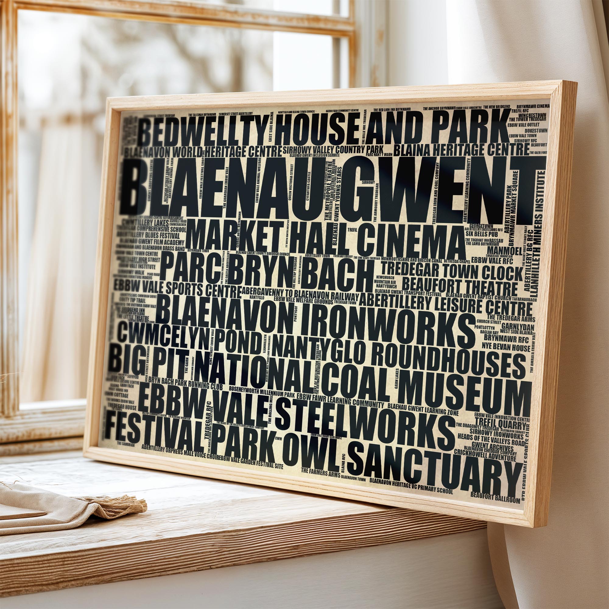 Blaenau Gwent - Premium Typographic Word Cloud Prints, Posters & Gifts