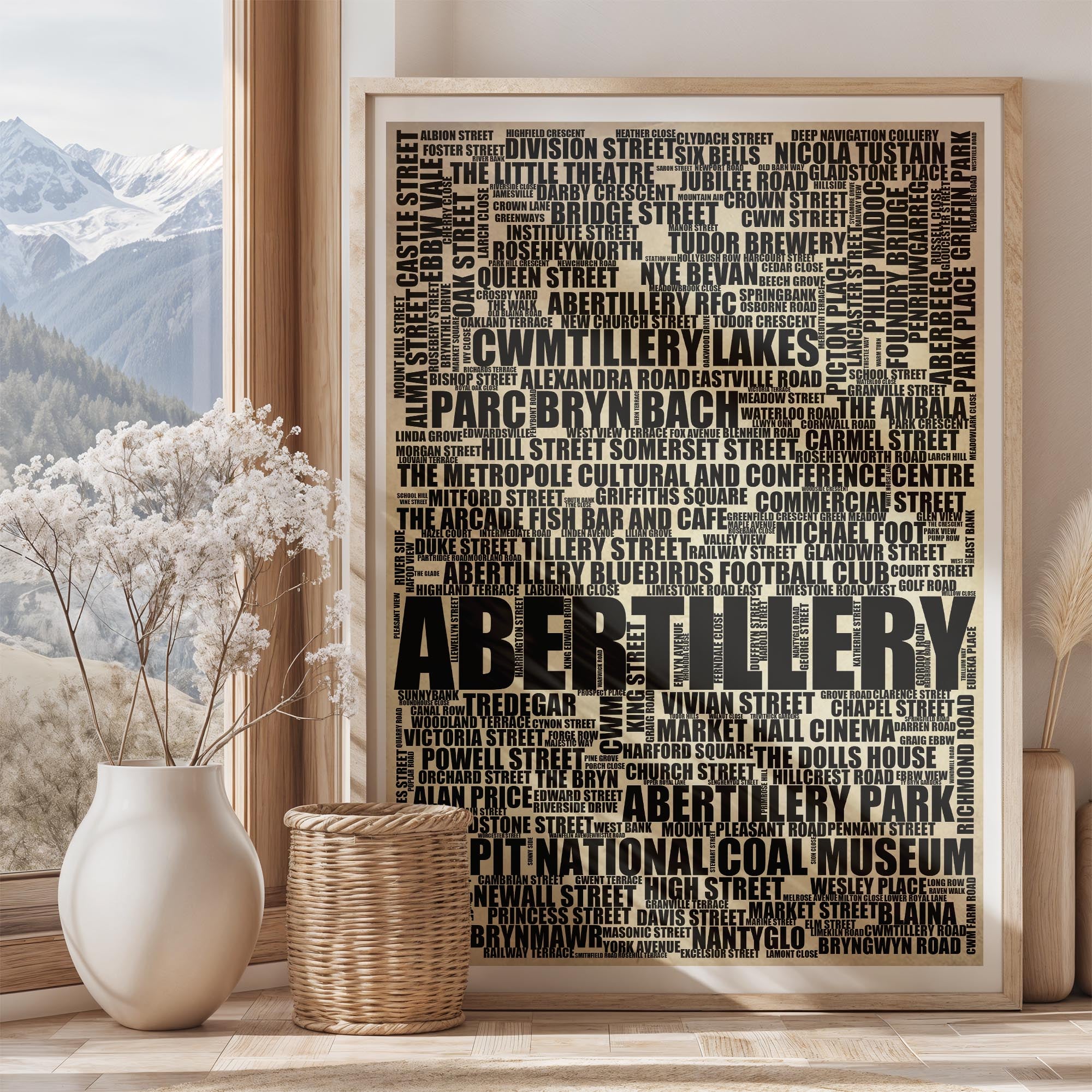 Abertillery - Premium Typographic Word Cloud Prints, Posters & Gifts