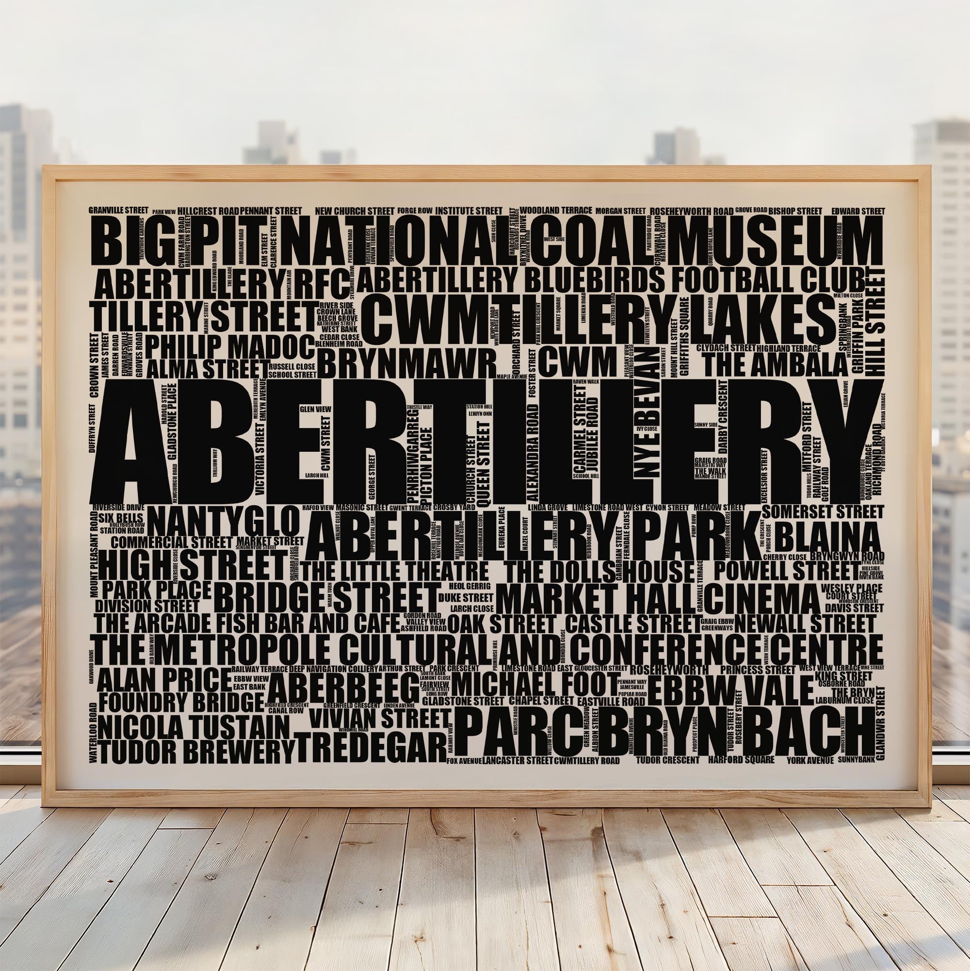 Abertillery - Premium Typographic Word Cloud Prints, Posters & Gifts