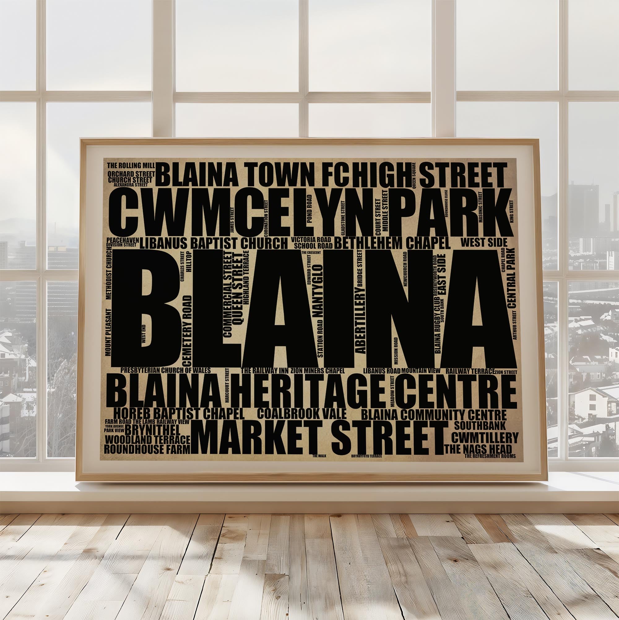 Blaina - Premium Typographic Word Cloud Prints, Posters & Gifts