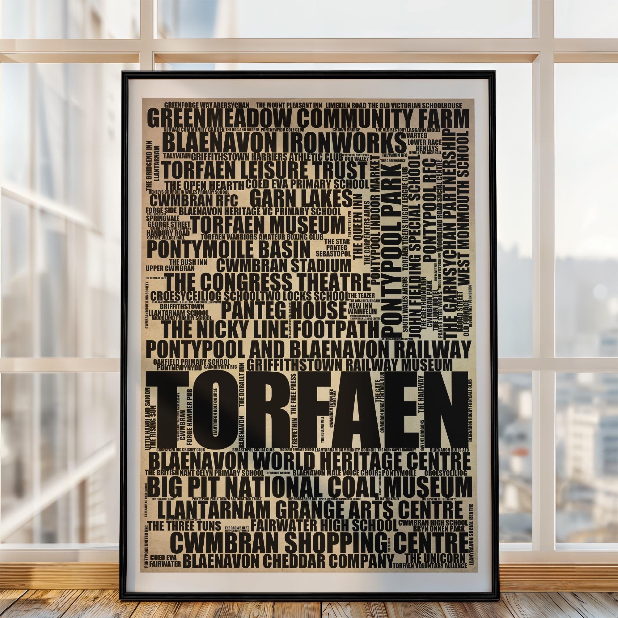 Torfaen - Premium Typographic Word Cloud Prints, Posters & Gifts