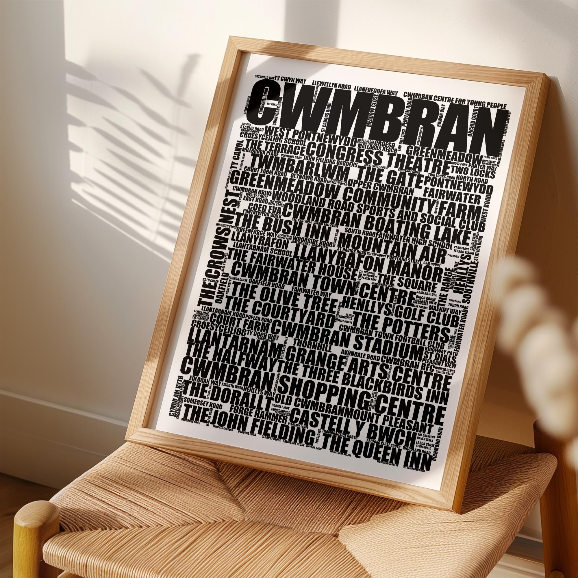 Cwmbran - Premium Typographic Word Cloud Prints, Posters & Gifts