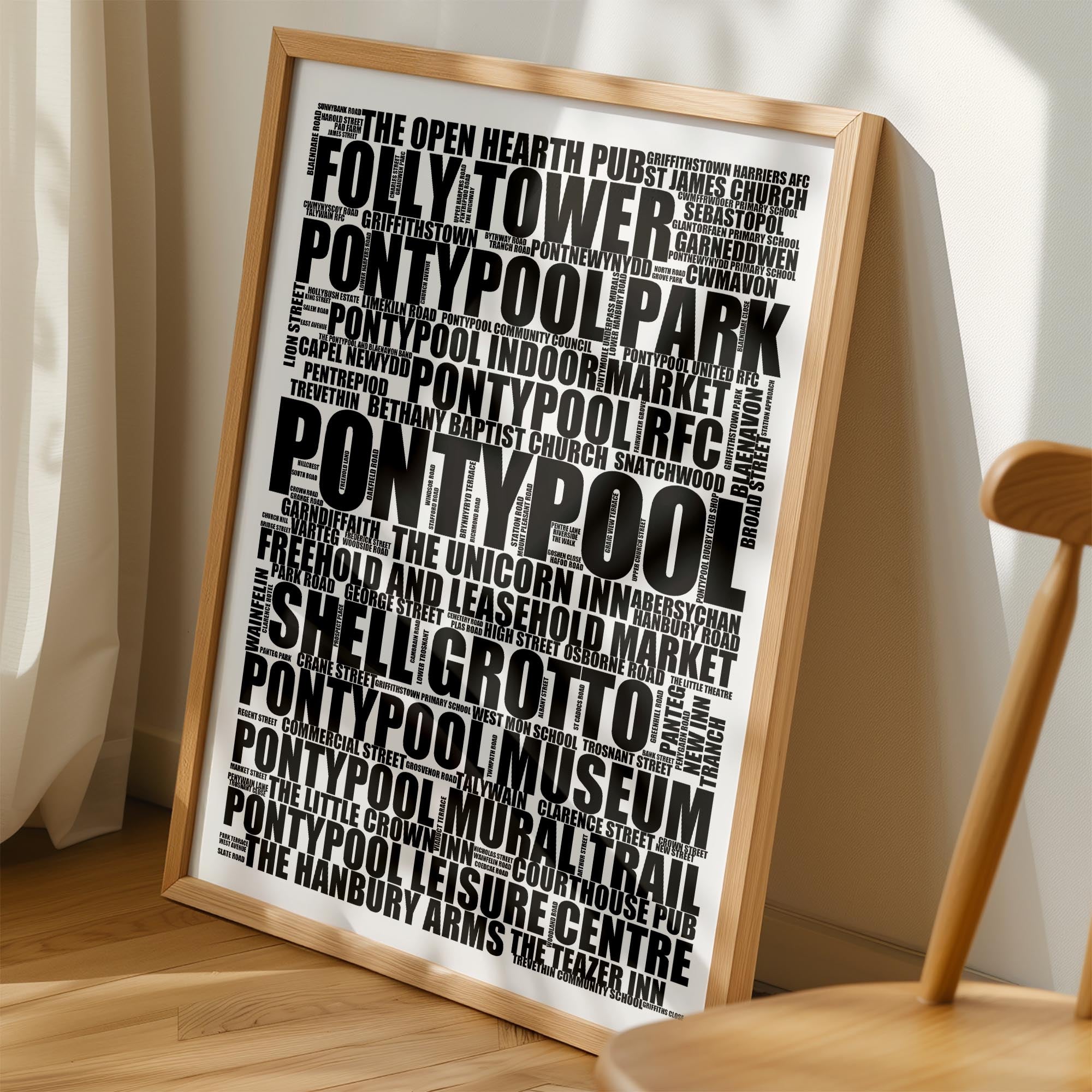 Pontypool - Premium Typographic Word Cloud Prints, Posters & Gifts