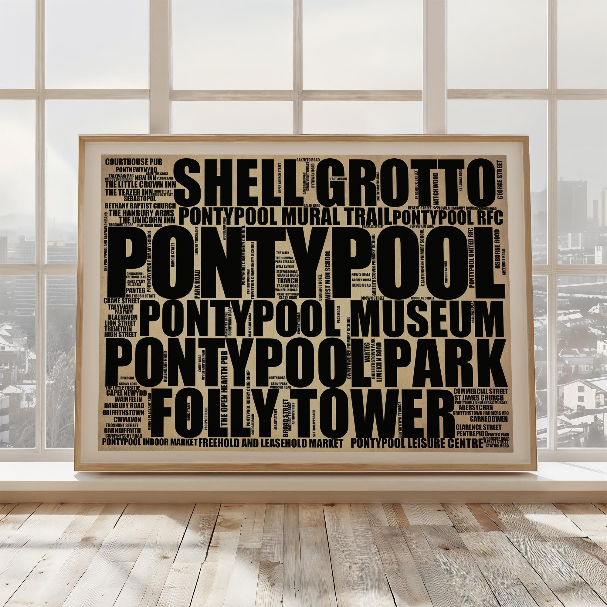 Pontypool - Premium Typographic Word Cloud Prints, Posters & Gifts