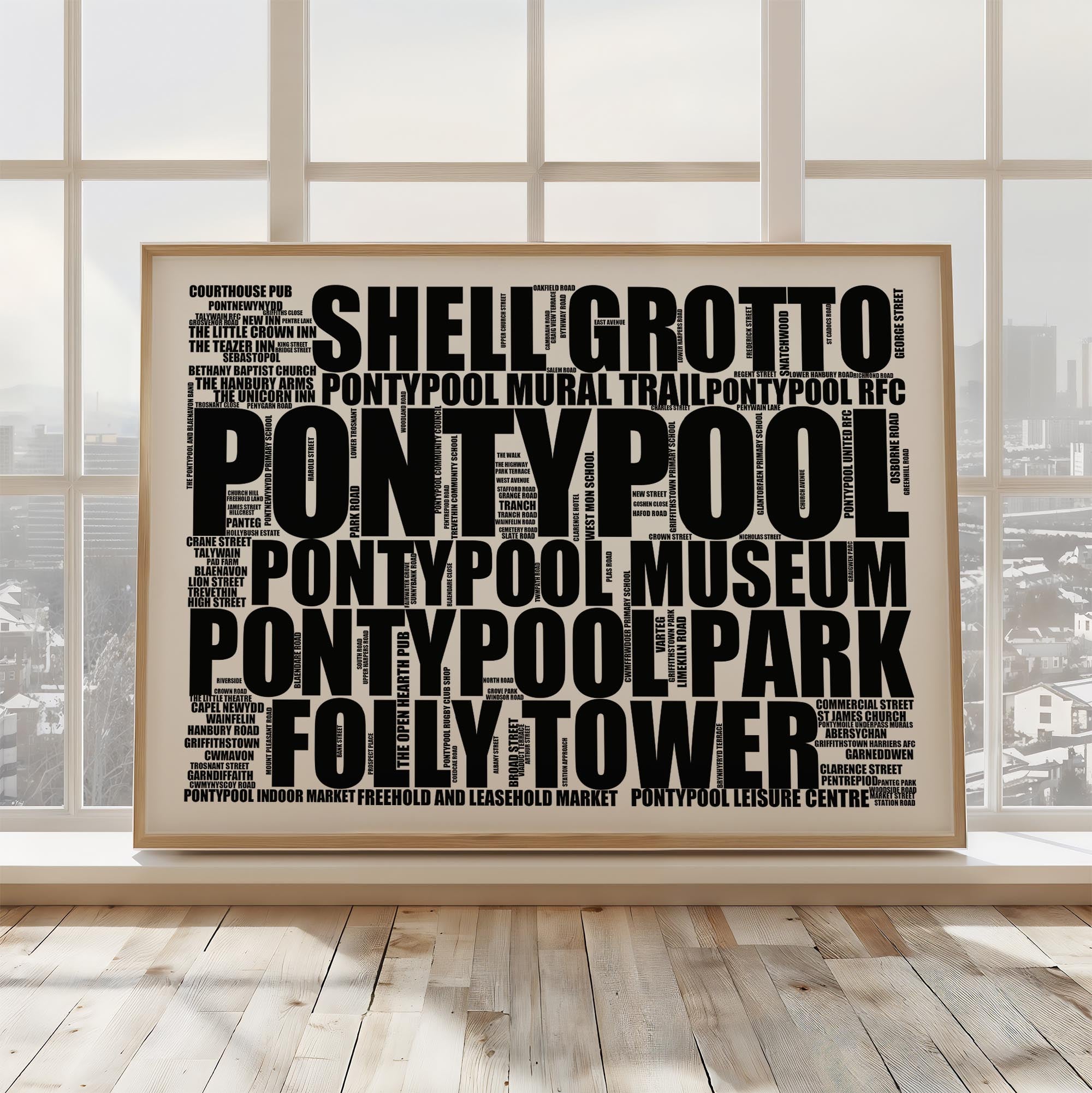 Pontypool - Premium Typographic Word Cloud Prints, Posters & Gifts