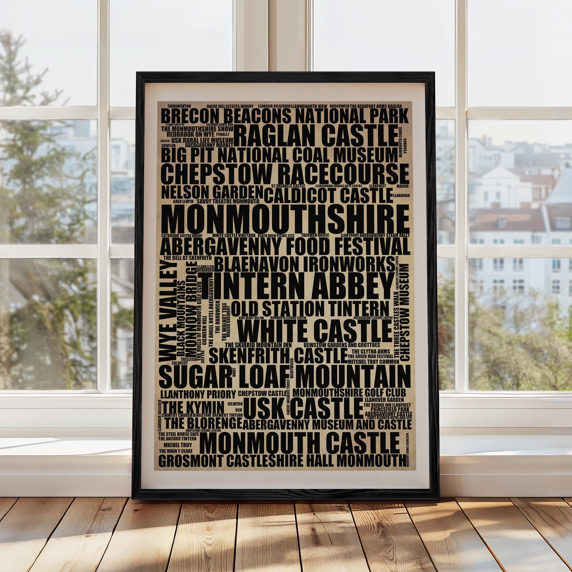 Monmouthshire - Premium Typographic Word Cloud Prints, Posters & Gifts