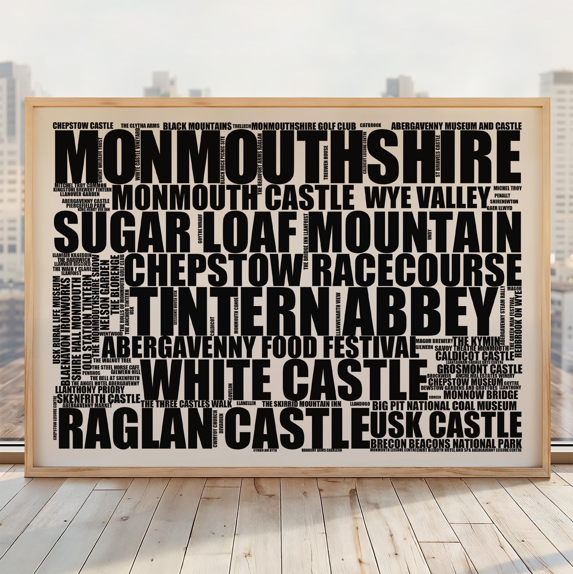 Monmouthshire - Premium Typographic Word Cloud Prints, Posters & Gifts