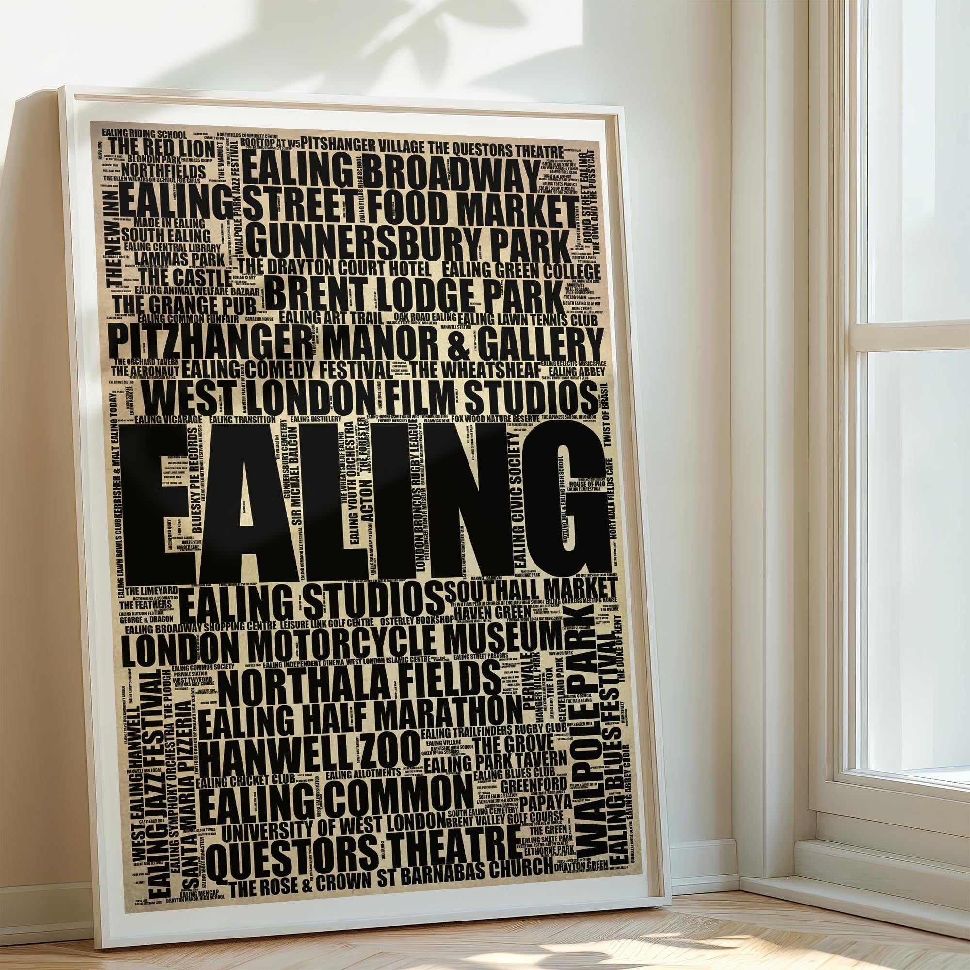 Ealing - Premium Typographic Word Cloud Prints, Posters & Gifts