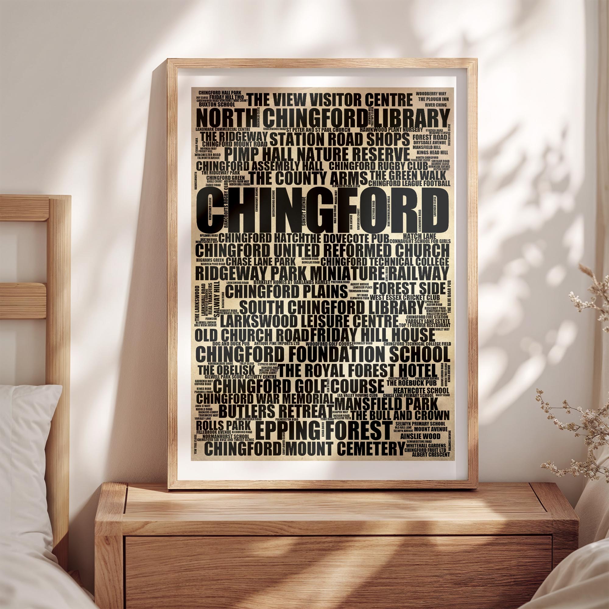 Chingford - Premium Typographic Word Cloud Prints, Posters & Gifts