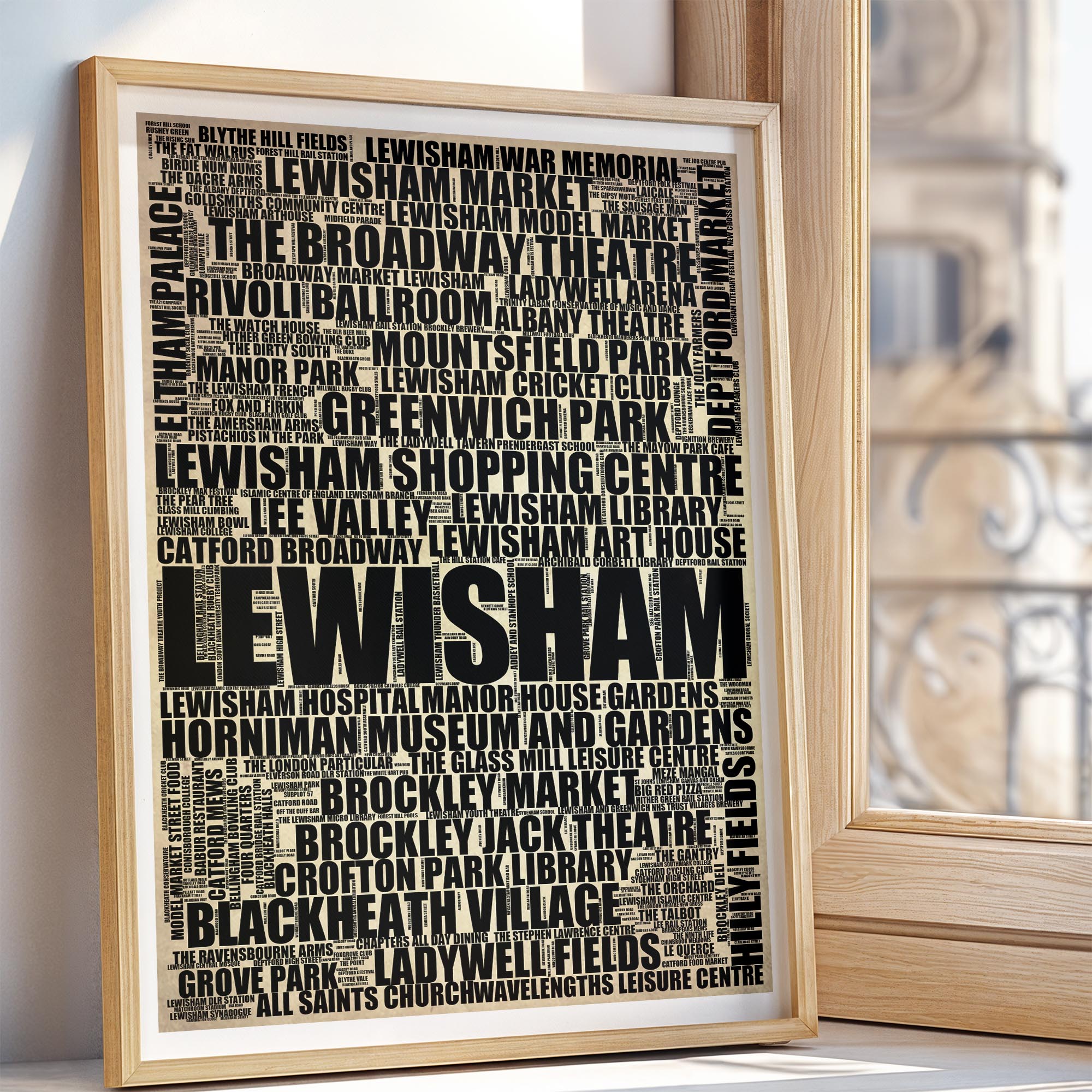 Lewisham - Premium Typographic Word Cloud Prints, Posters & Gifts