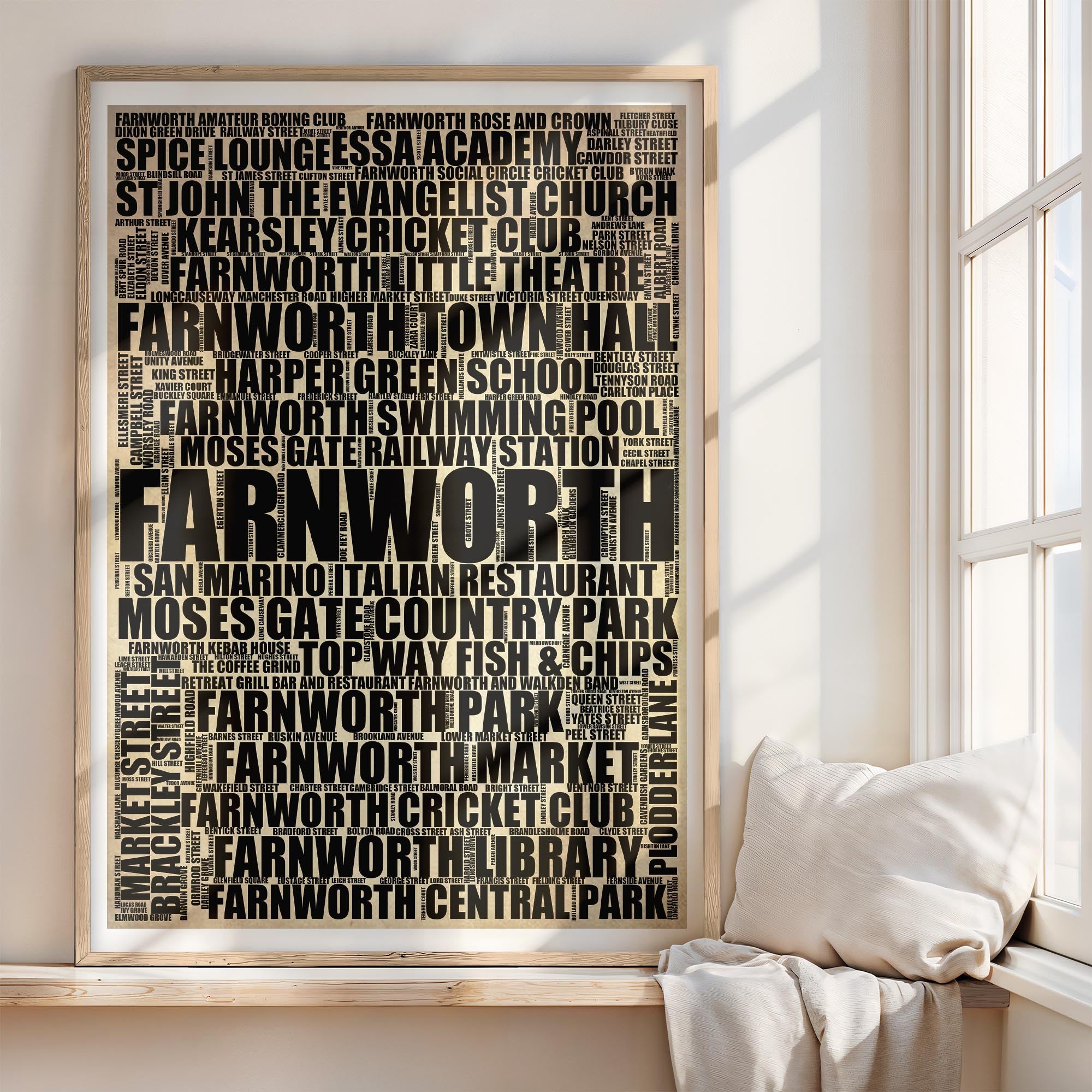 Farnworth - Premium Typographic Word Cloud Prints, Posters & Gifts