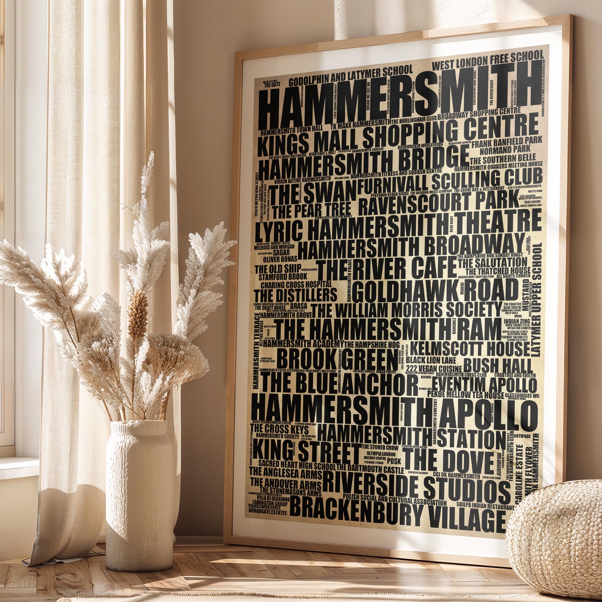 Hammersmith - Premium Typographic Word Cloud Prints, Posters & Gifts