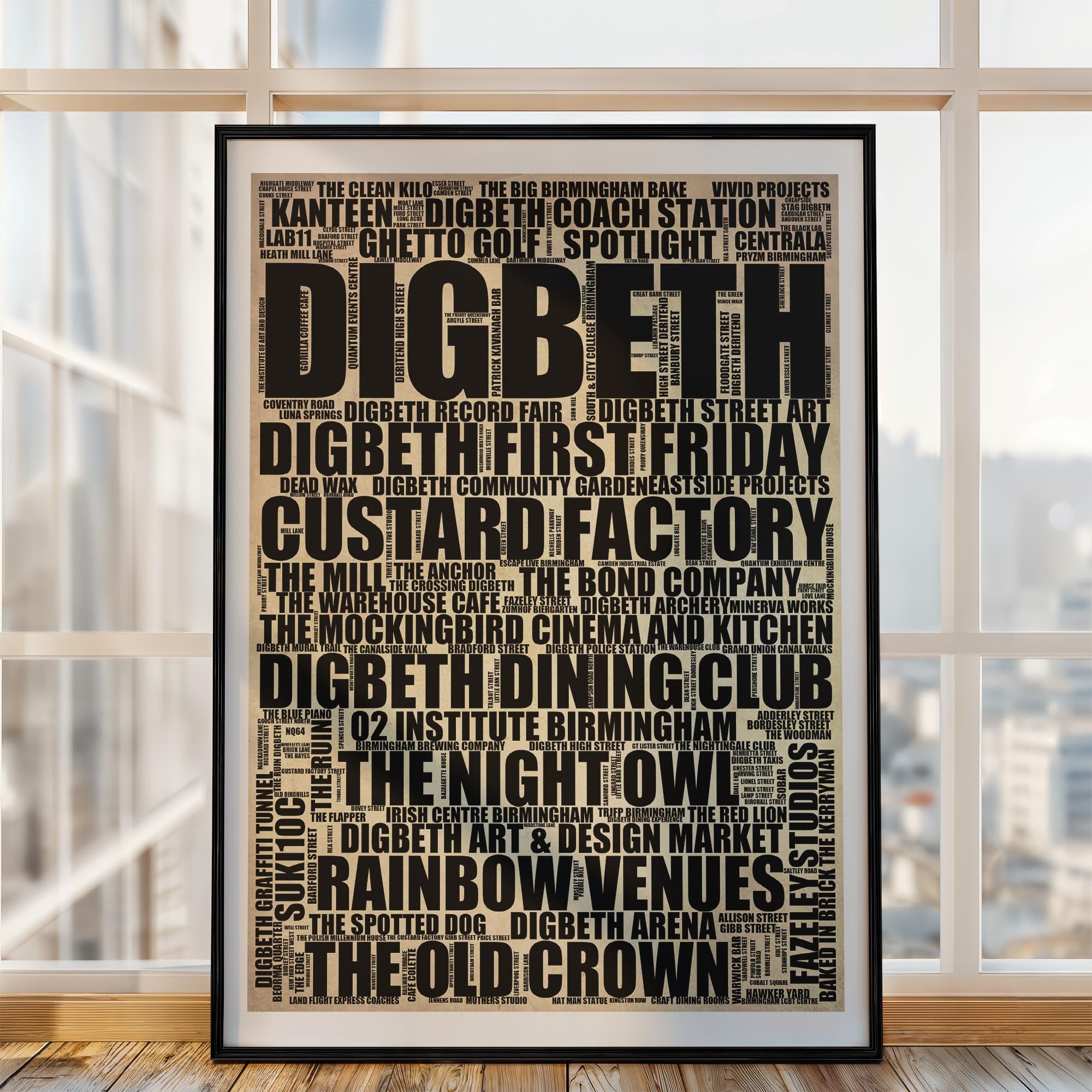 Digbeth - Premium Typographic Word Cloud Prints, Posters & Gifts