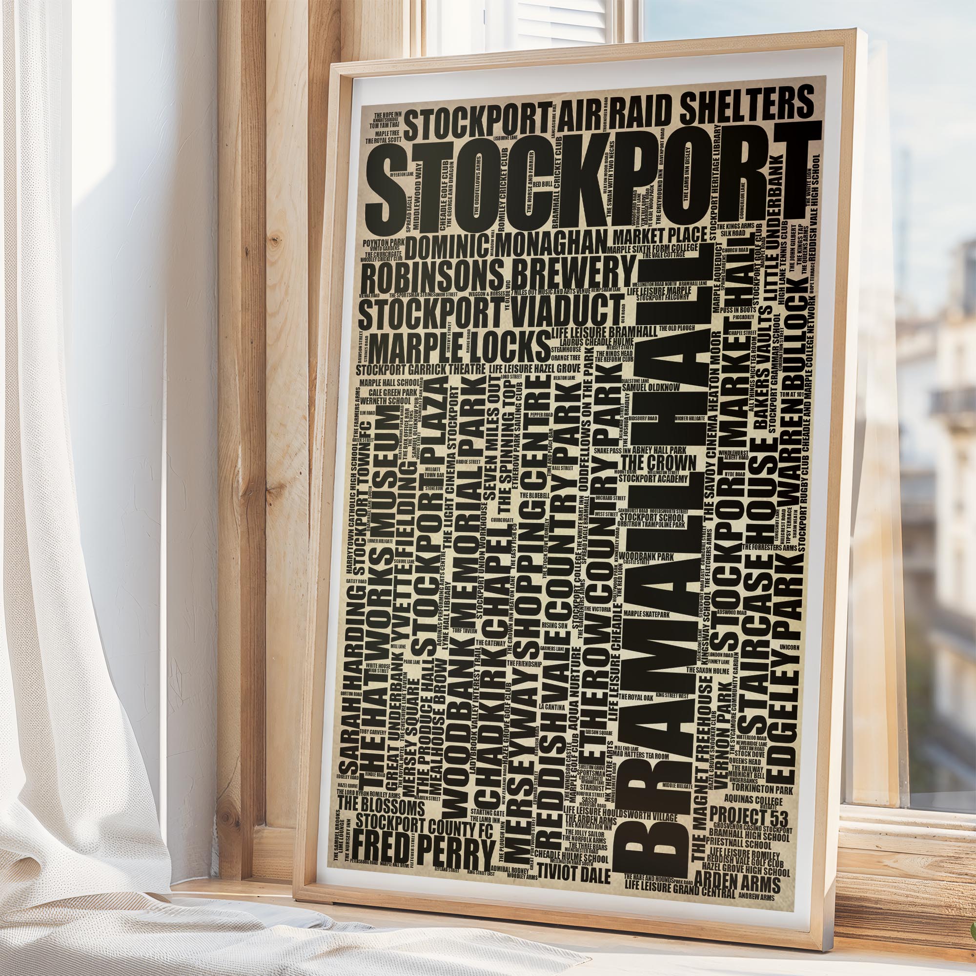 Stockport - Premium Typographic Word Cloud Prints, Posters & Gifts