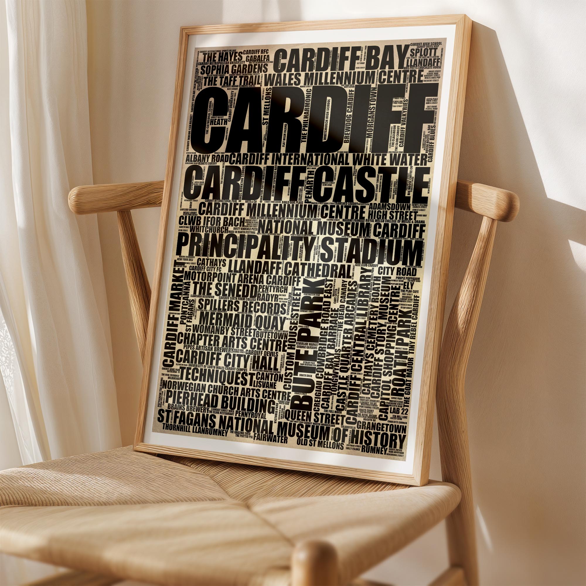 Cardiff - Premium Typographic Word Cloud Prints, Posters & Gifts