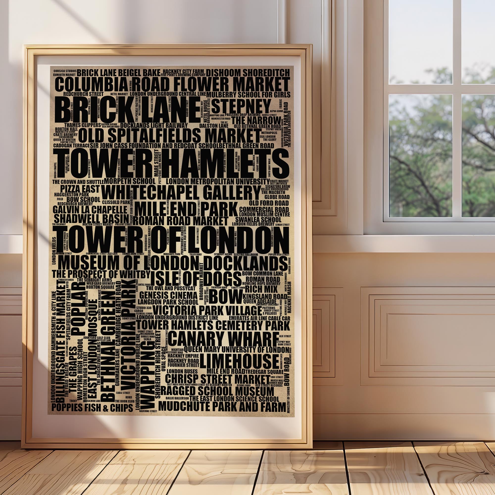 Tower Hamlets - Premium Typographic Word Cloud Prints, Posters & Gifts