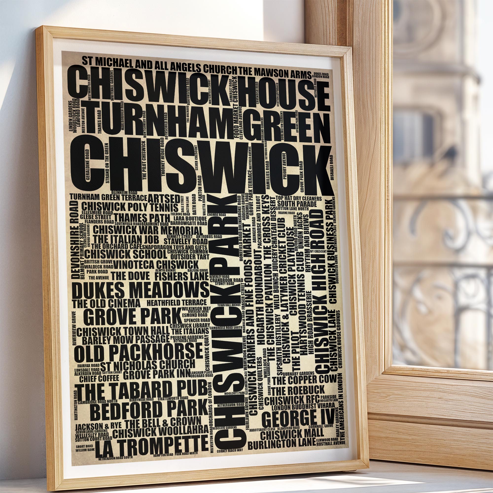 Chiswick - Premium Typographic Word Cloud Prints, Posters & Gifts