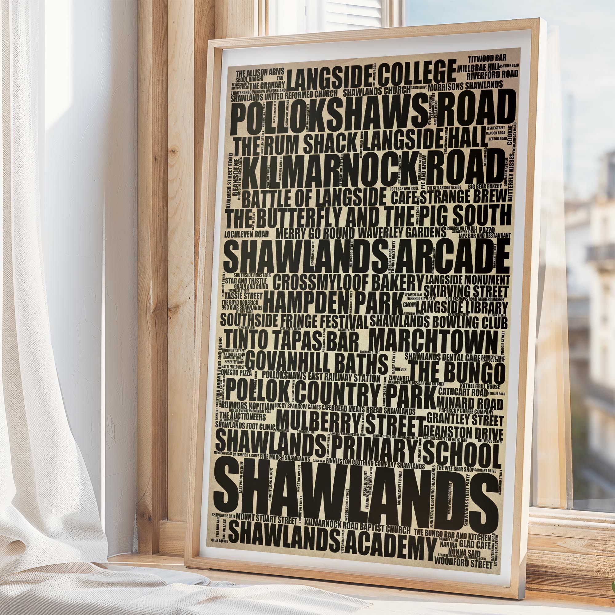 Shawlands - Premium Typographic Word Cloud Prints, Posters & Gifts