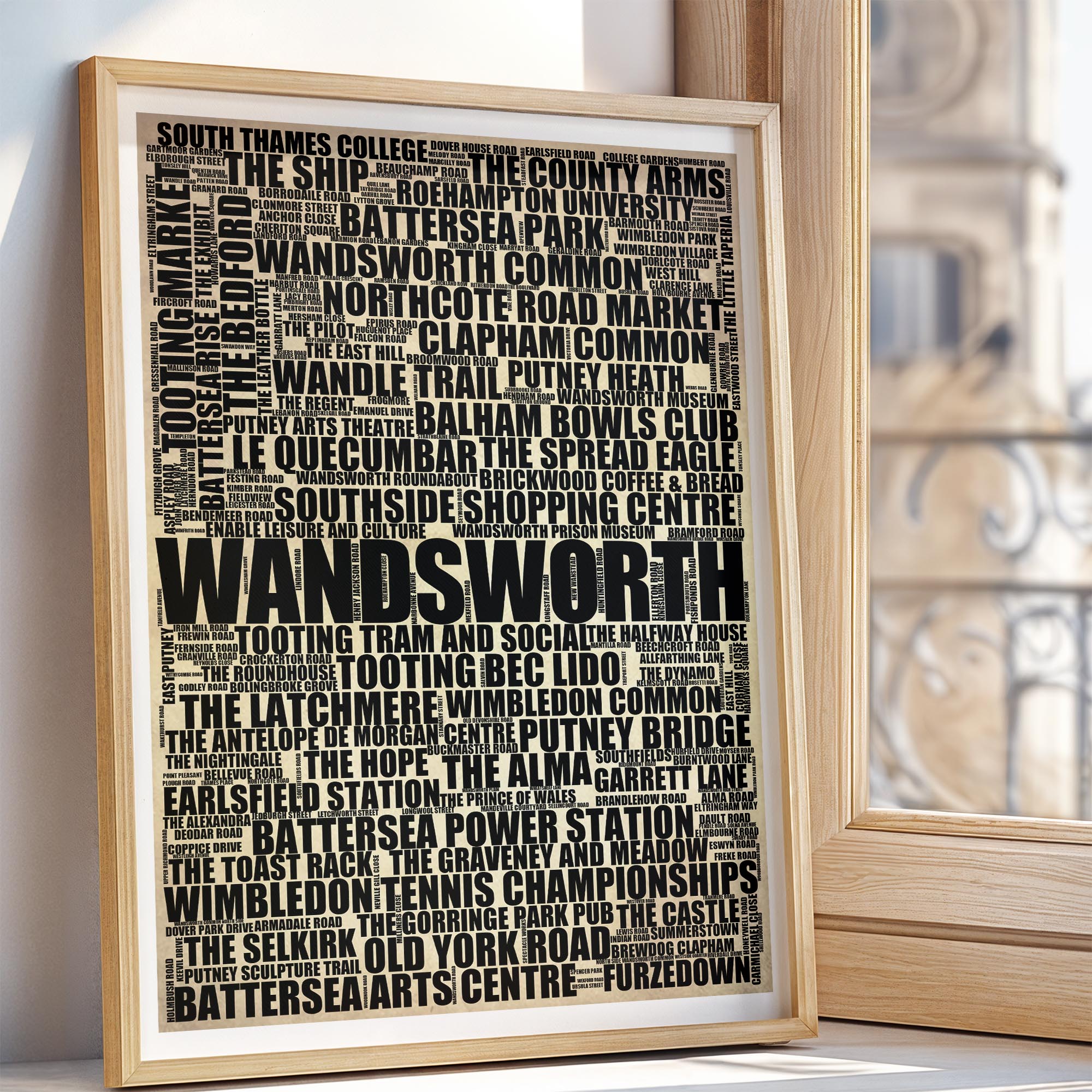 Wandsworth - Premium Typographic Word Cloud Prints, Posters & Gifts