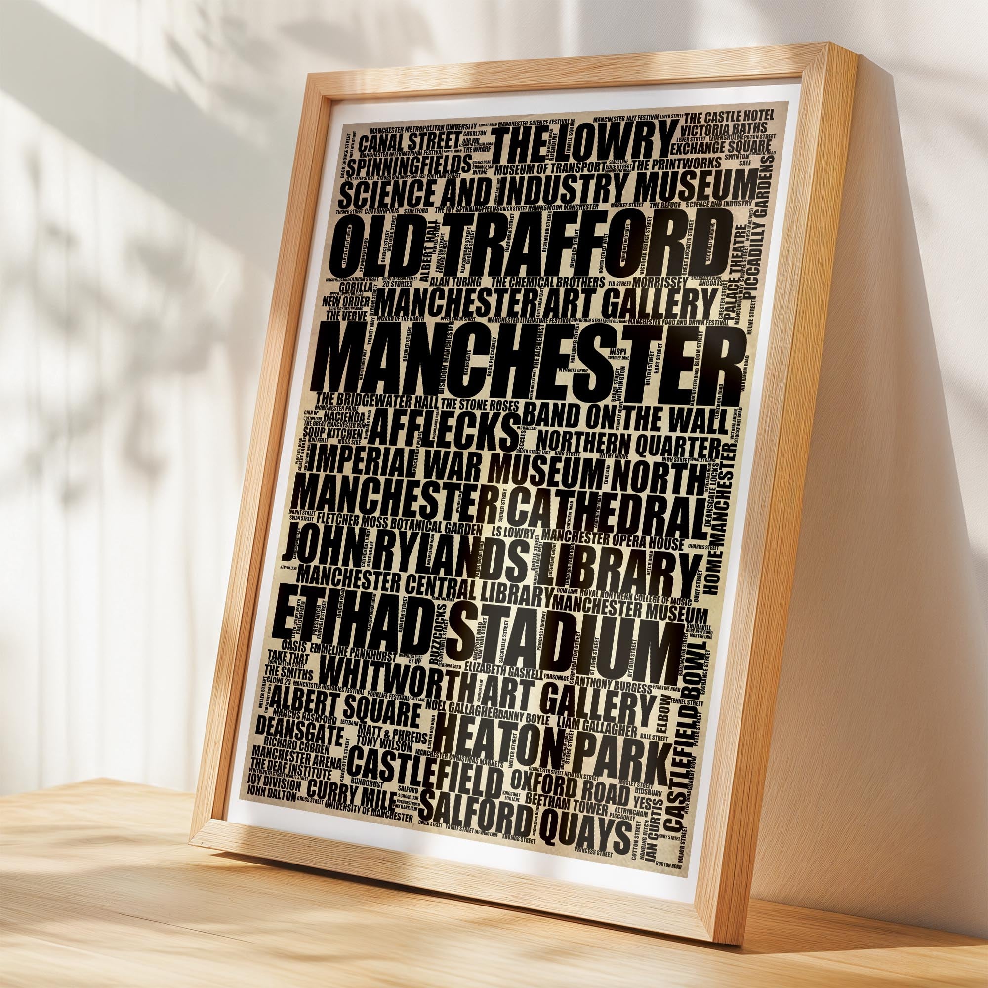 Manchester - Premium Typographic Word Cloud Prints, Posters & Gifts