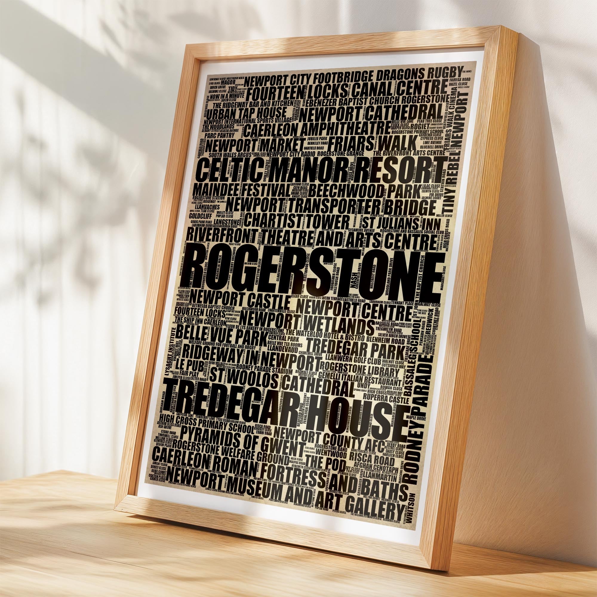 Rogerstone - Premium Typographic Word Cloud Prints, Posters & Gifts