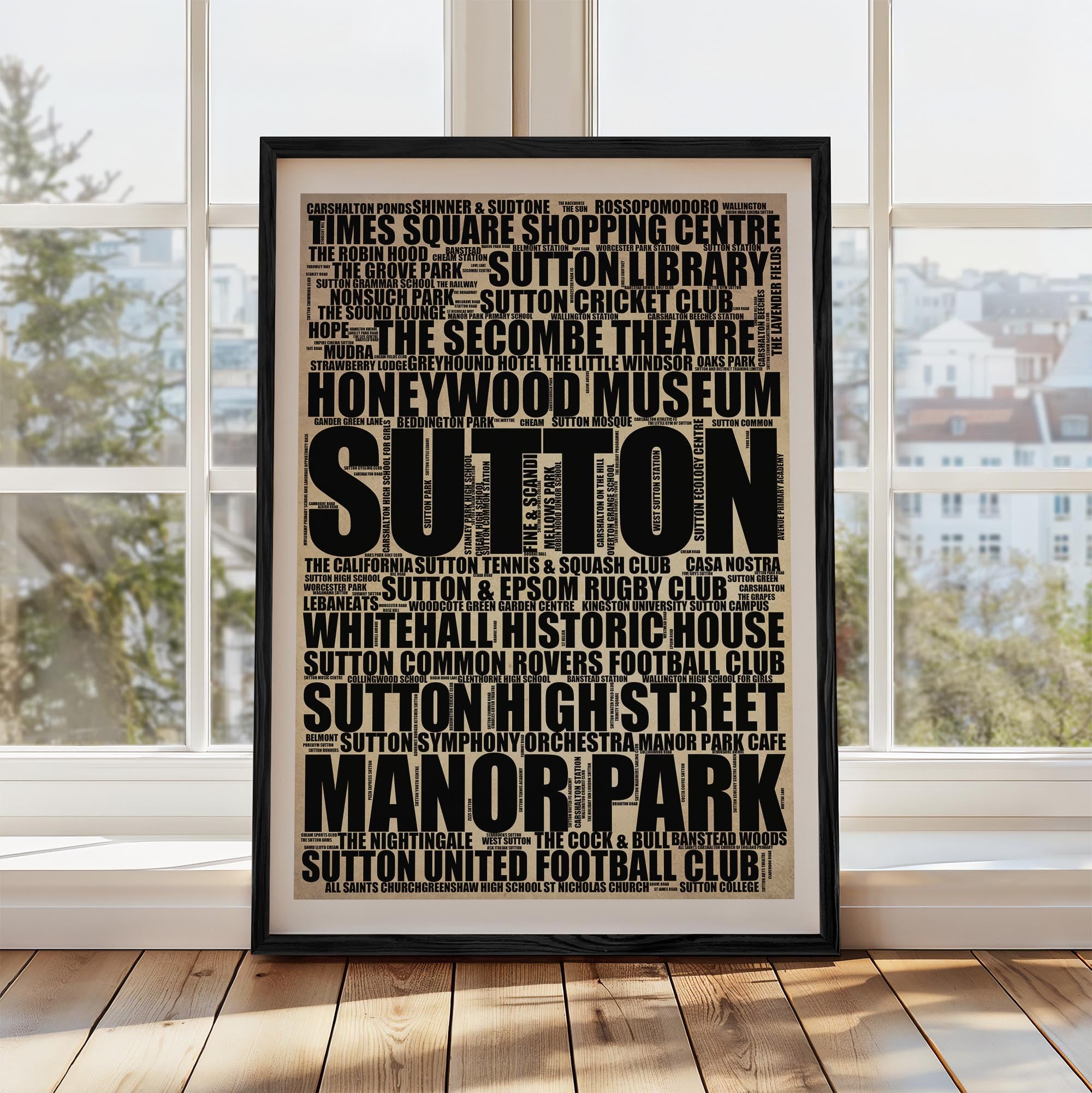 Sutton - Premium Typographic Word Cloud Prints, Posters & Gifts