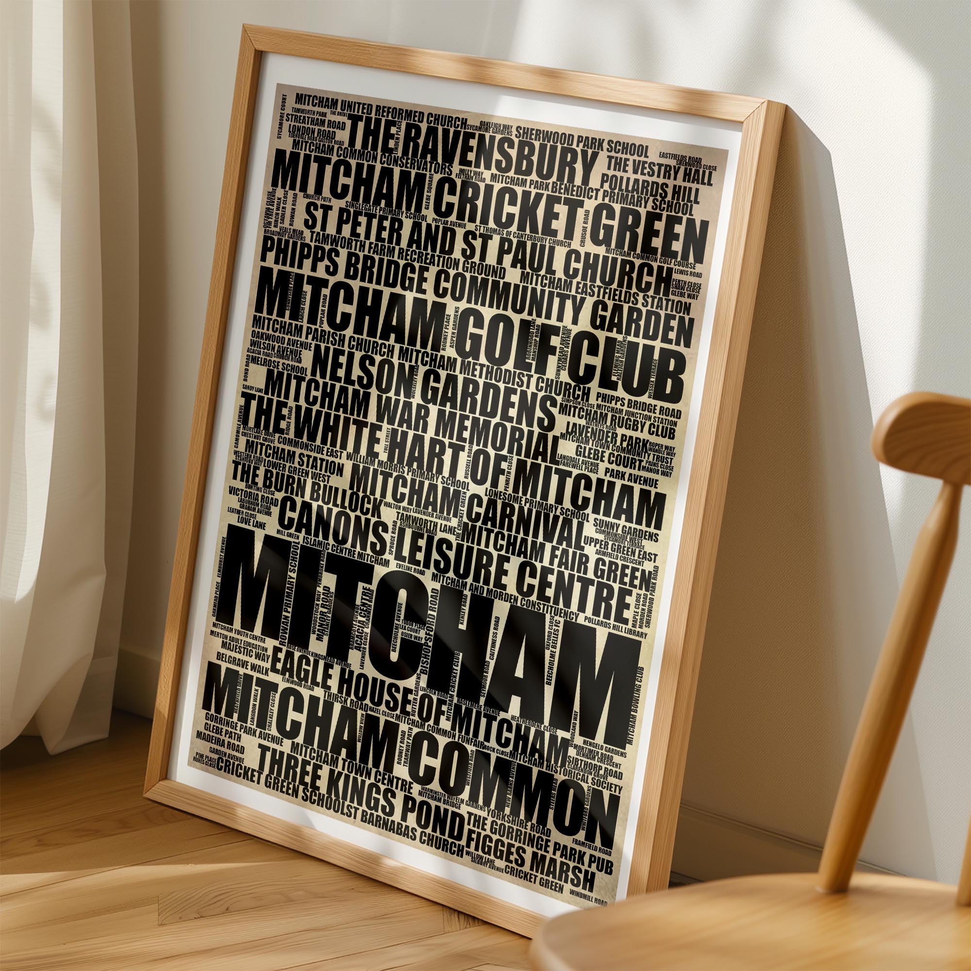 Mitcham - Premium Typographic Word Cloud Prints, Posters & Gifts