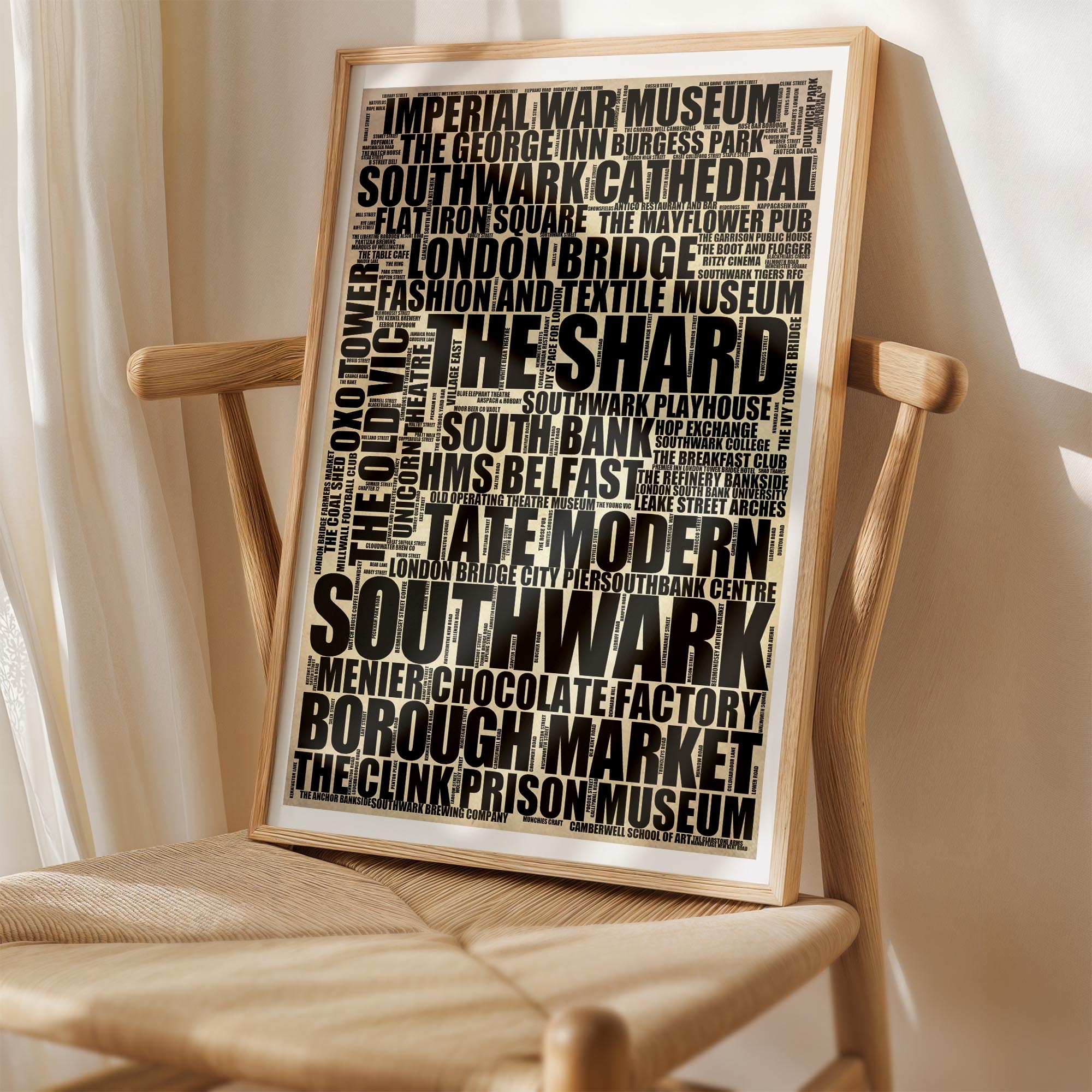 Southwark - Premium Typographic Word Cloud Prints, Posters & Gifts