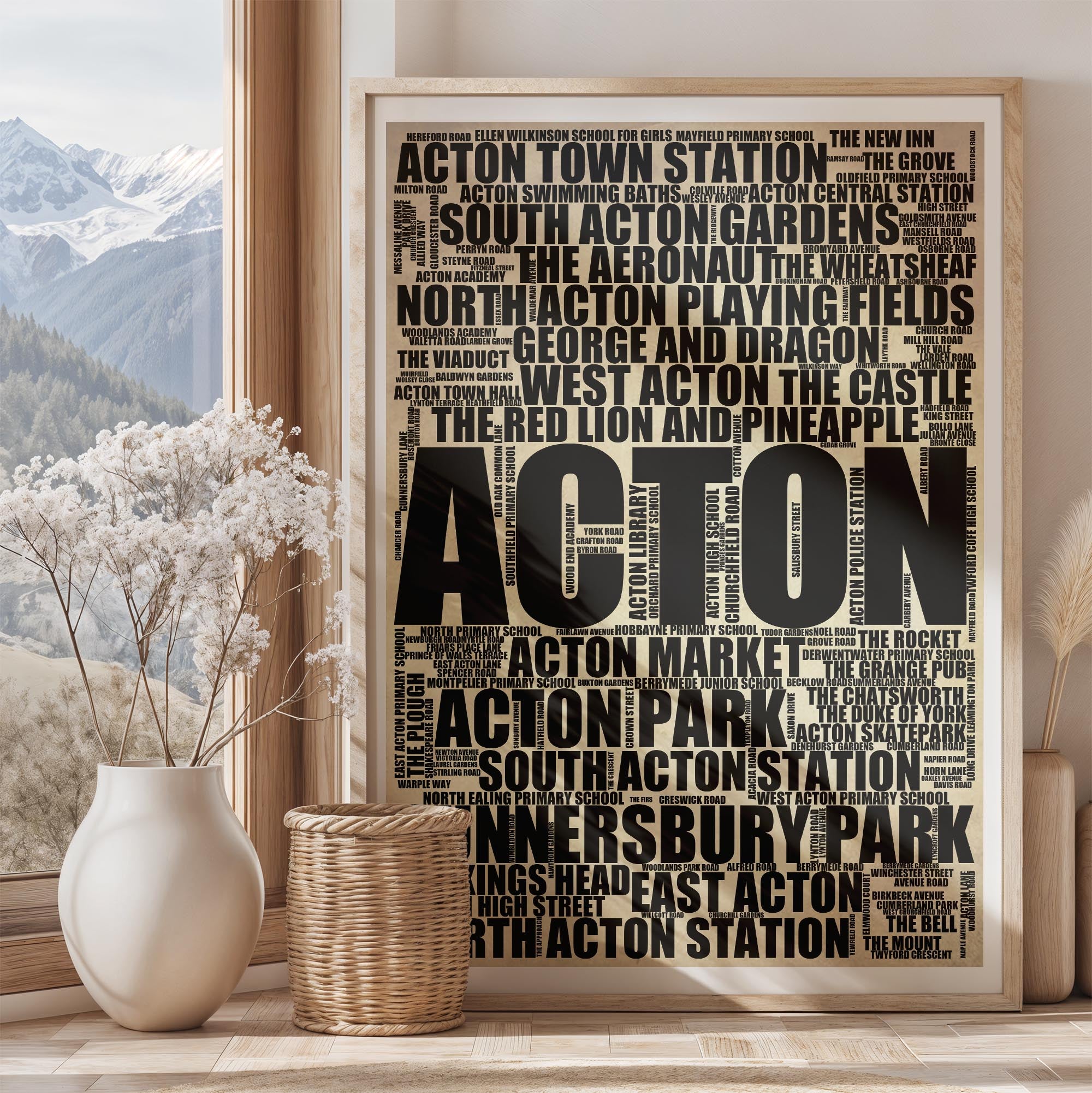 Acton - Premium Typographic Word Cloud Prints, Posters & Gifts