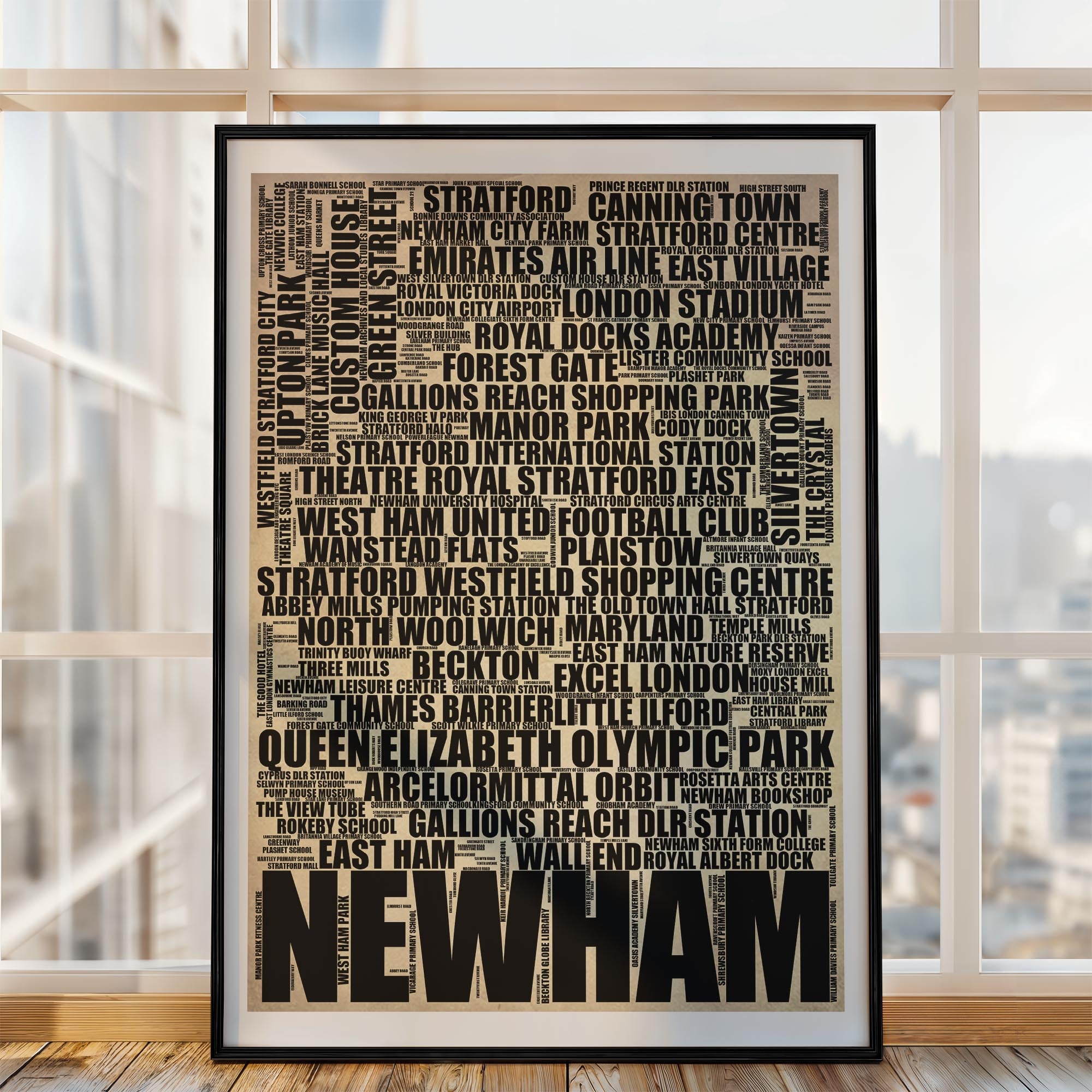 Newham - Premium Typographic Word Cloud Prints, Posters & Gifts