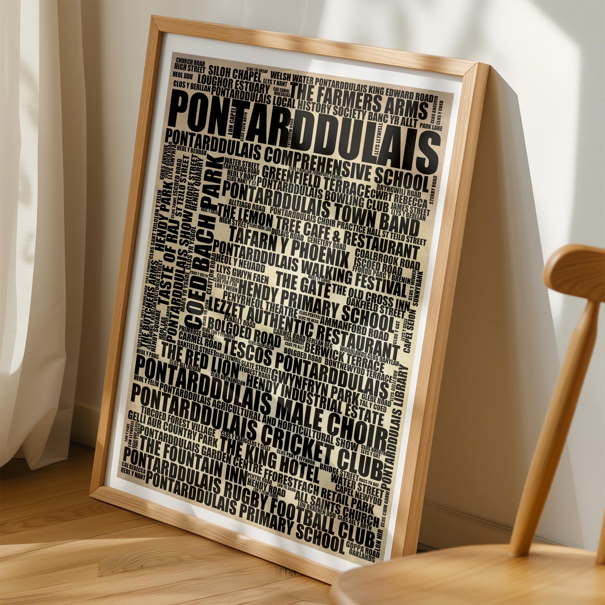 Pontarddulais - Premium Typographic Word Cloud Prints, Posters & Gifts