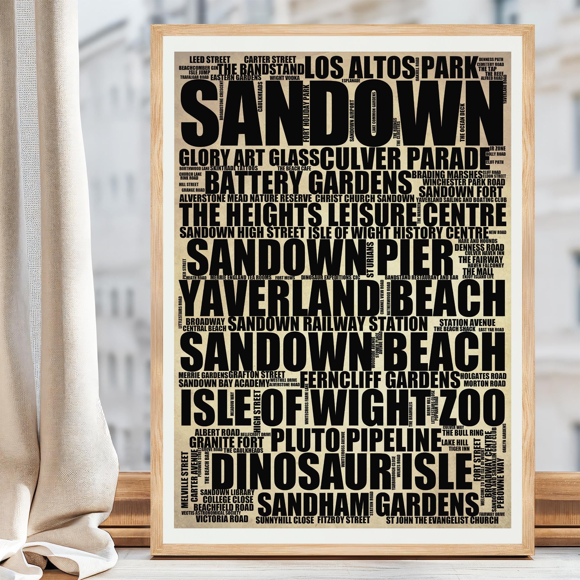 Sandown - Premium Typographic Word Cloud Prints, Posters & Gifts