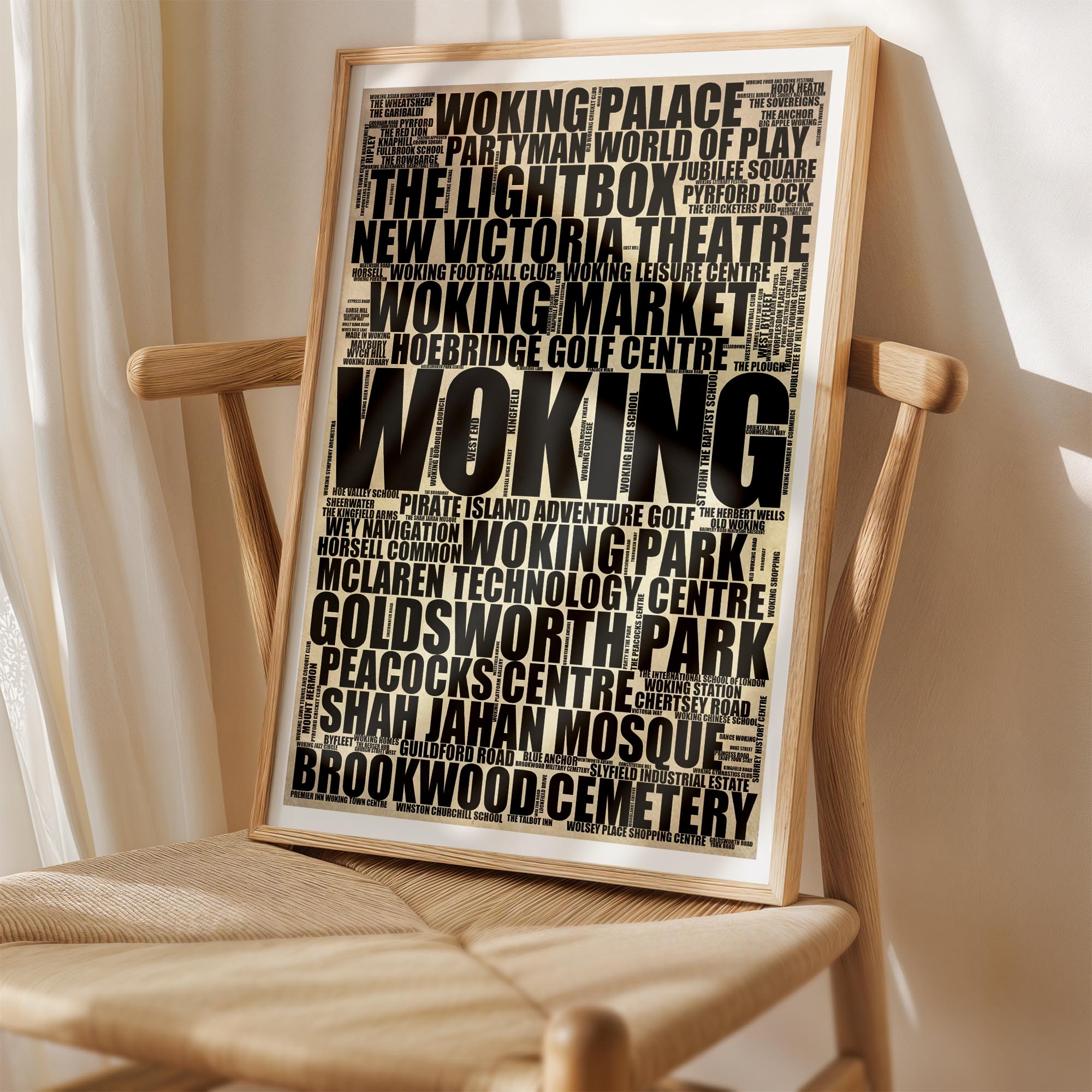 Woking - Premium Typographic Word Cloud Prints, Posters & Gifts