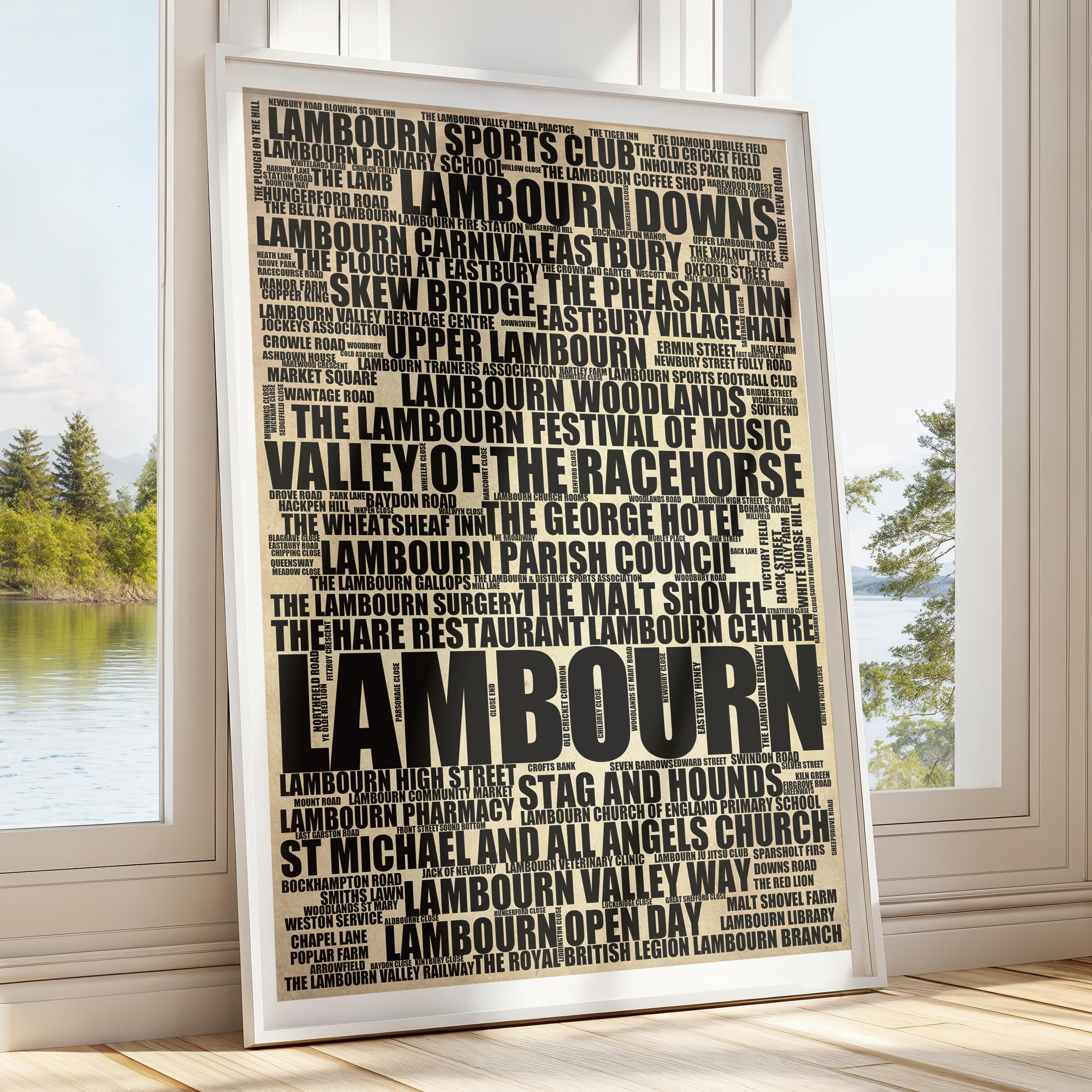 Lambourn - Premium Typographic Word Cloud Prints, Posters & Gifts