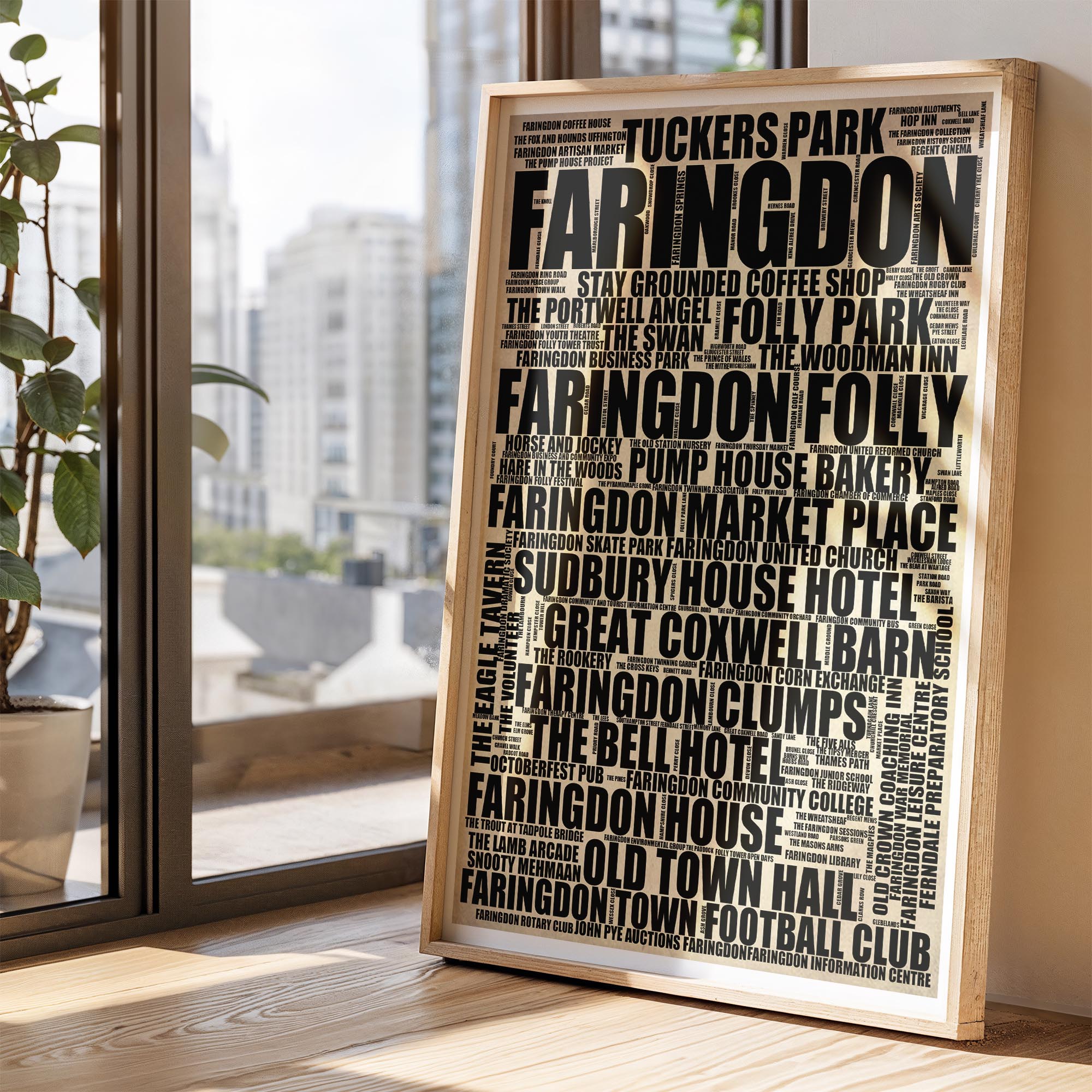 Faringdon - Premium Typographic Word Cloud Prints, Posters & Gifts