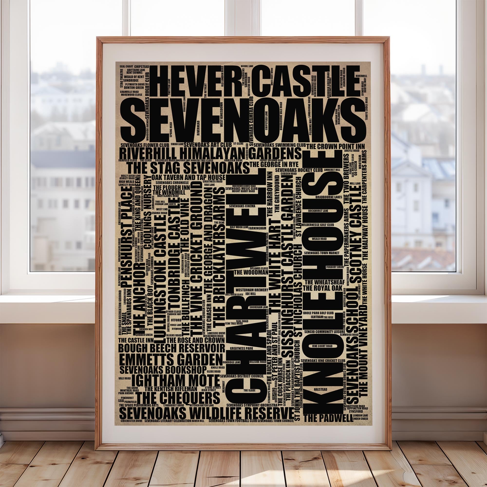 Sevenoaks - Premium Typographic Word Cloud Prints, Posters & Gifts