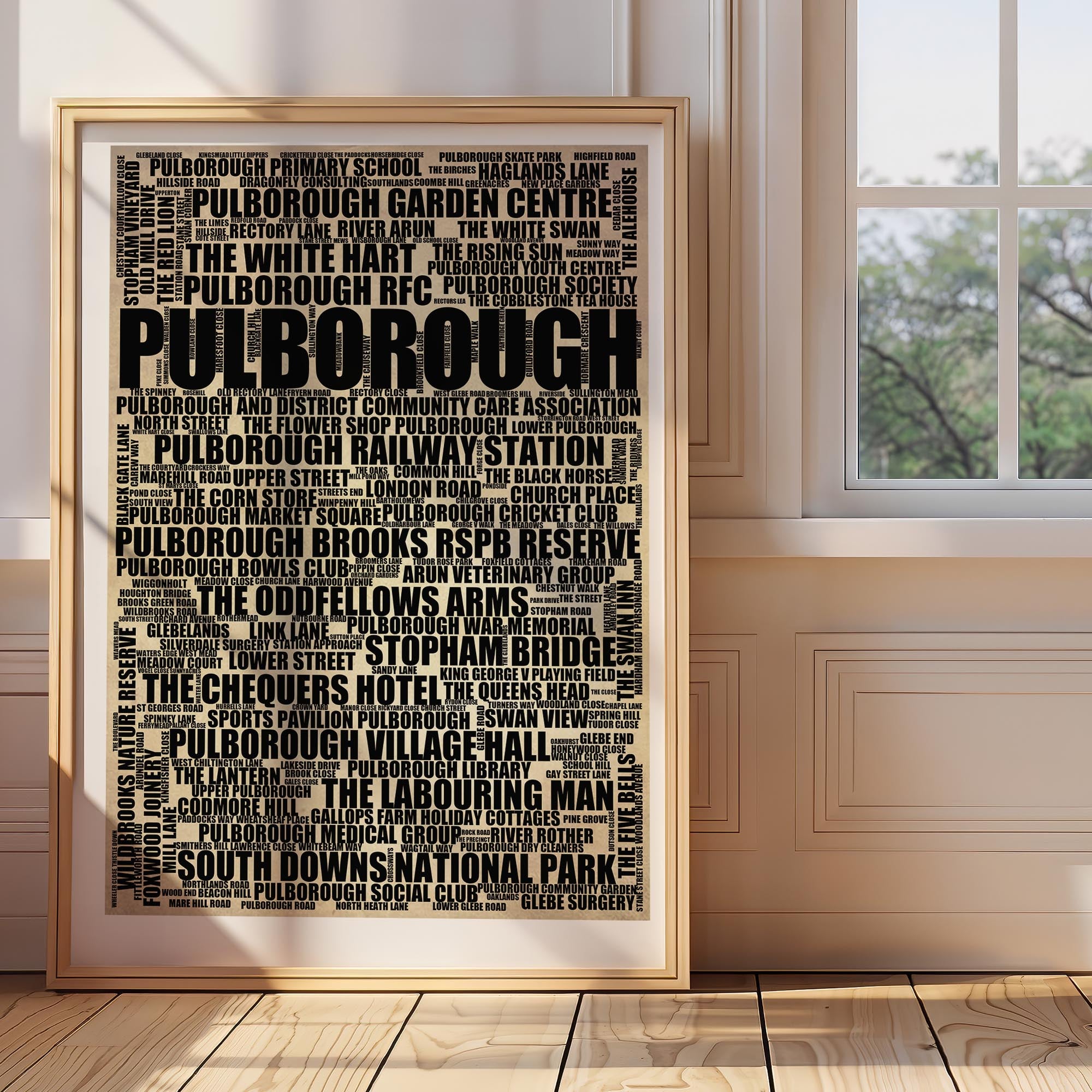 Pulborough - Premium Typographic Word Cloud Prints, Posters & Gifts