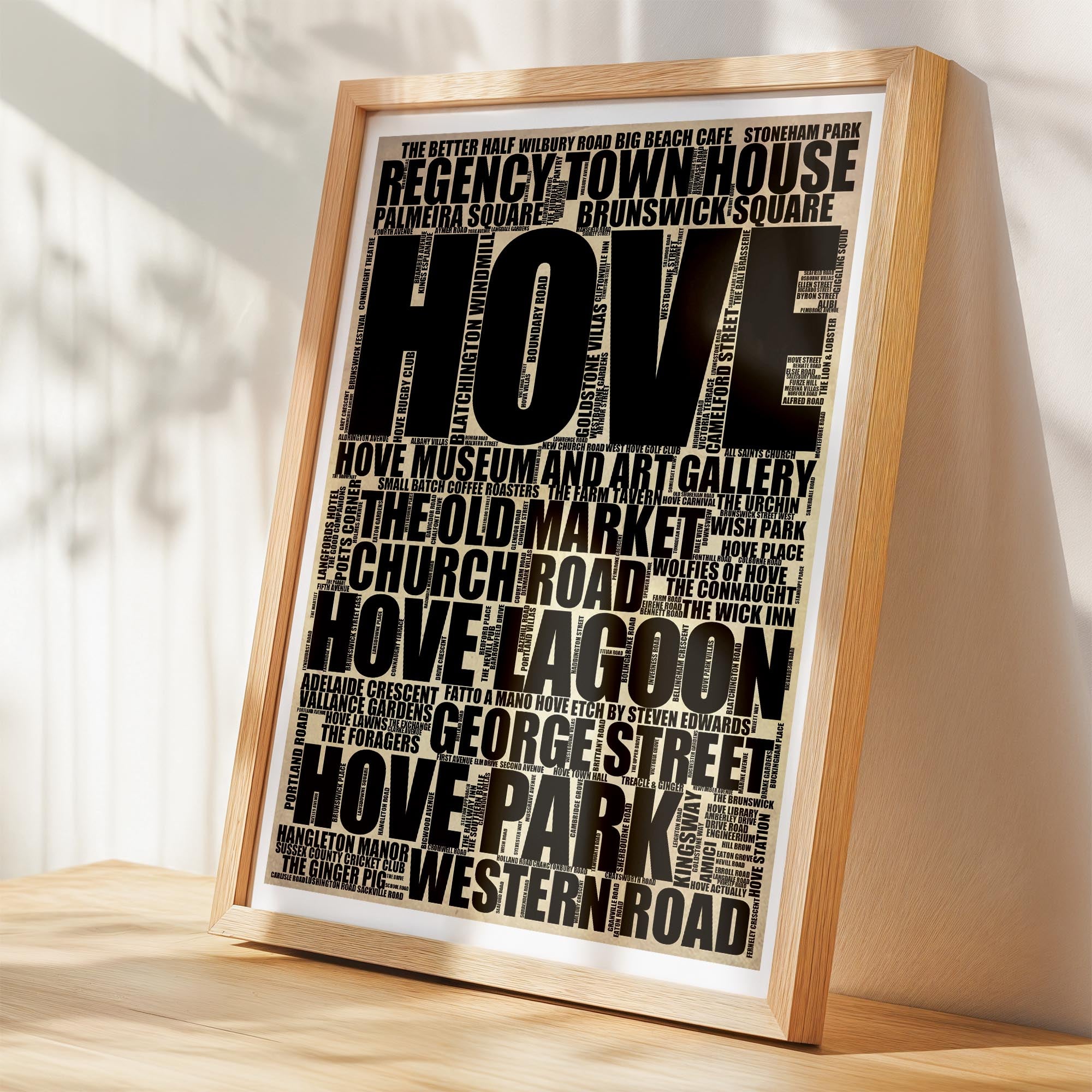 Hove - Premium Typographic Word Cloud Prints, Posters & Gifts