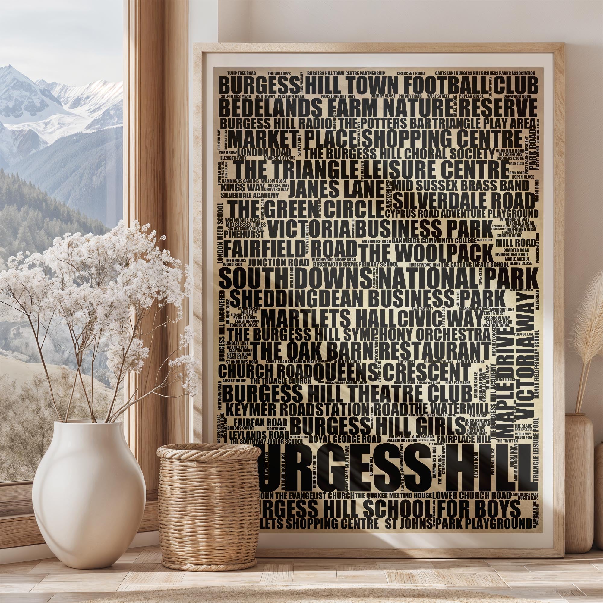 Burgess Hill - Premium Typographic Word Cloud Prints, Posters & Gifts