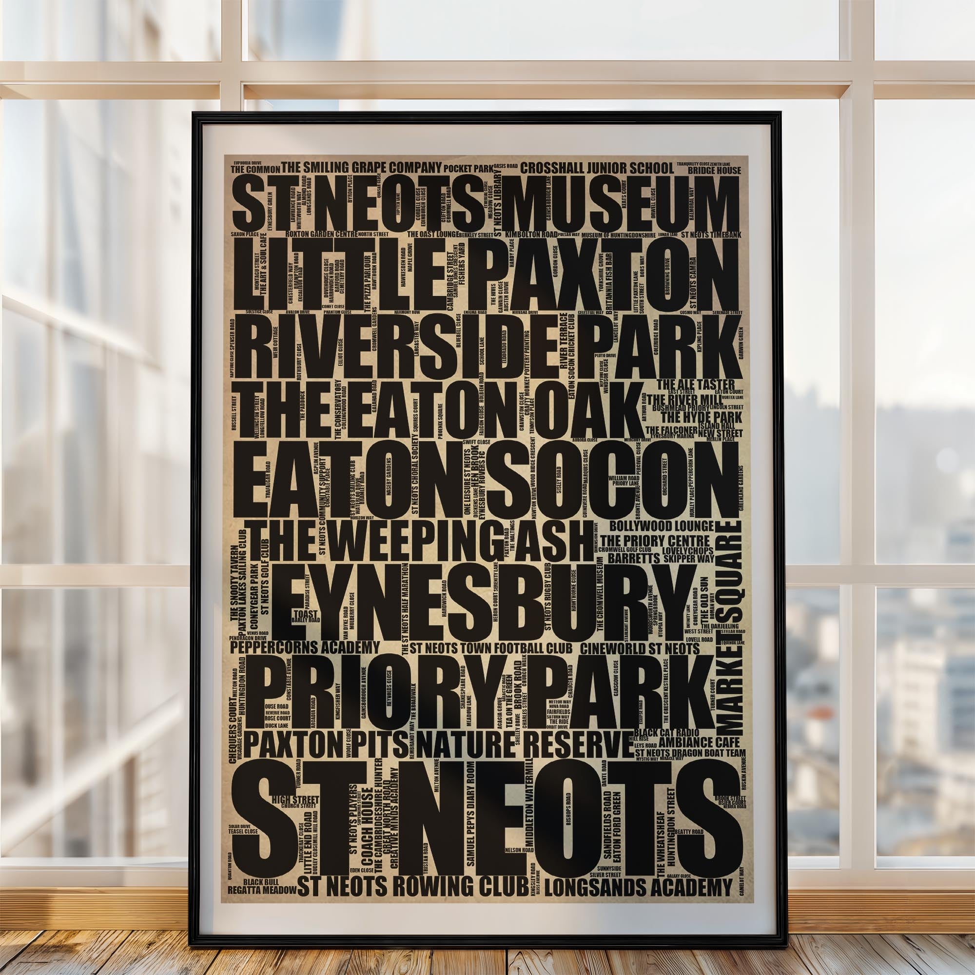 St Neots - Premium Typographic Word Cloud Prints, Posters & Gifts