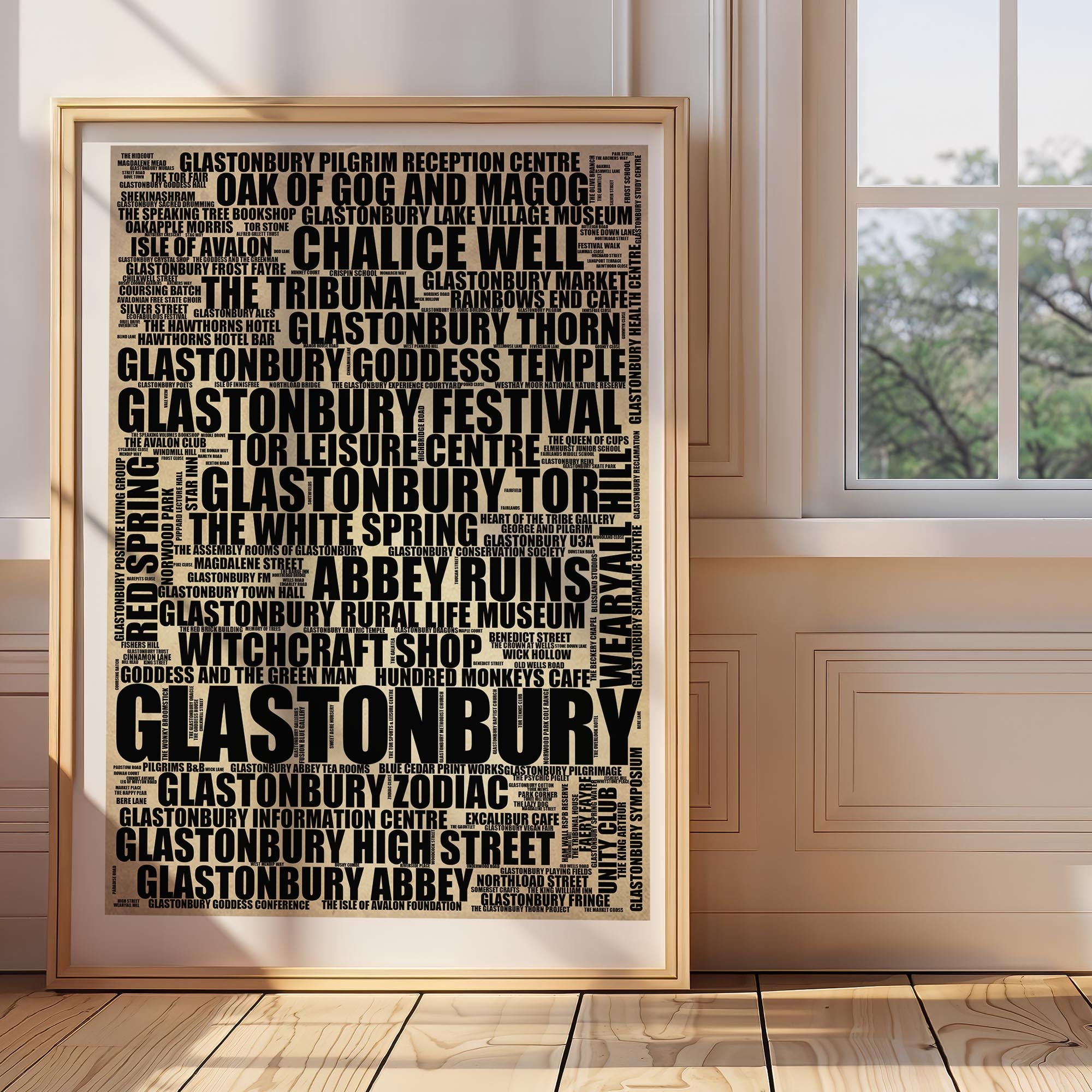 Glastonbury - Premium Typographic Word Cloud Prints, Posters & Gifts