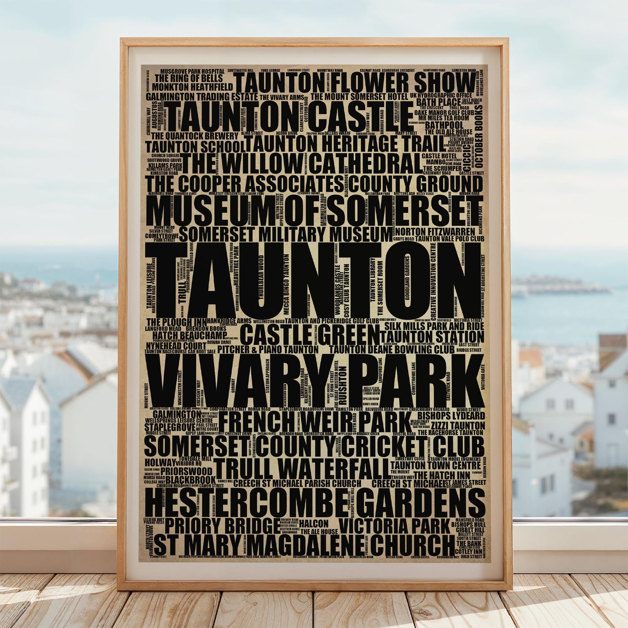 Taunton - Premium Typographic Word Cloud Prints, Posters & Gifts