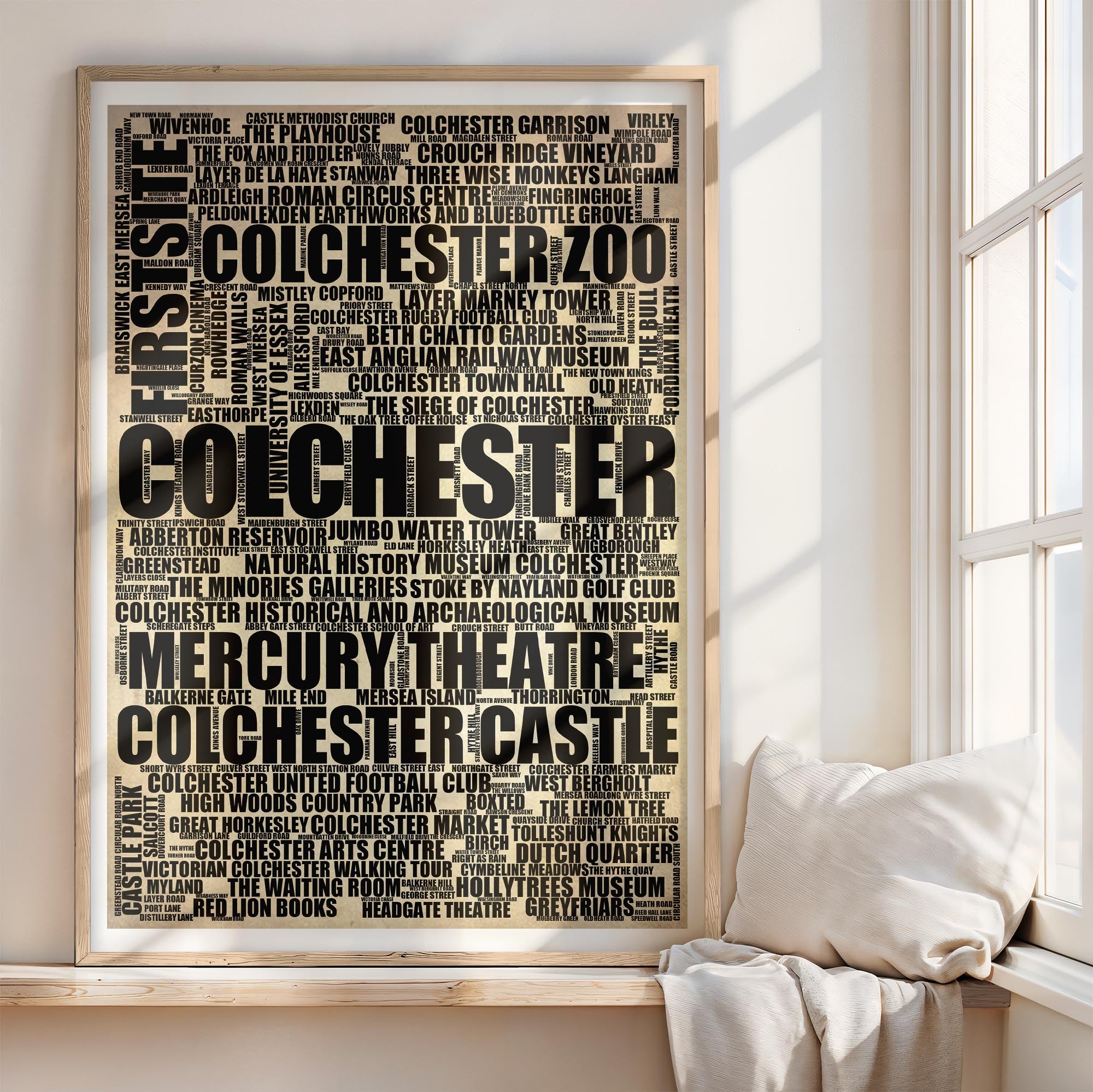 Colchester - Premium Typographic Word Cloud Prints, Posters & Gifts