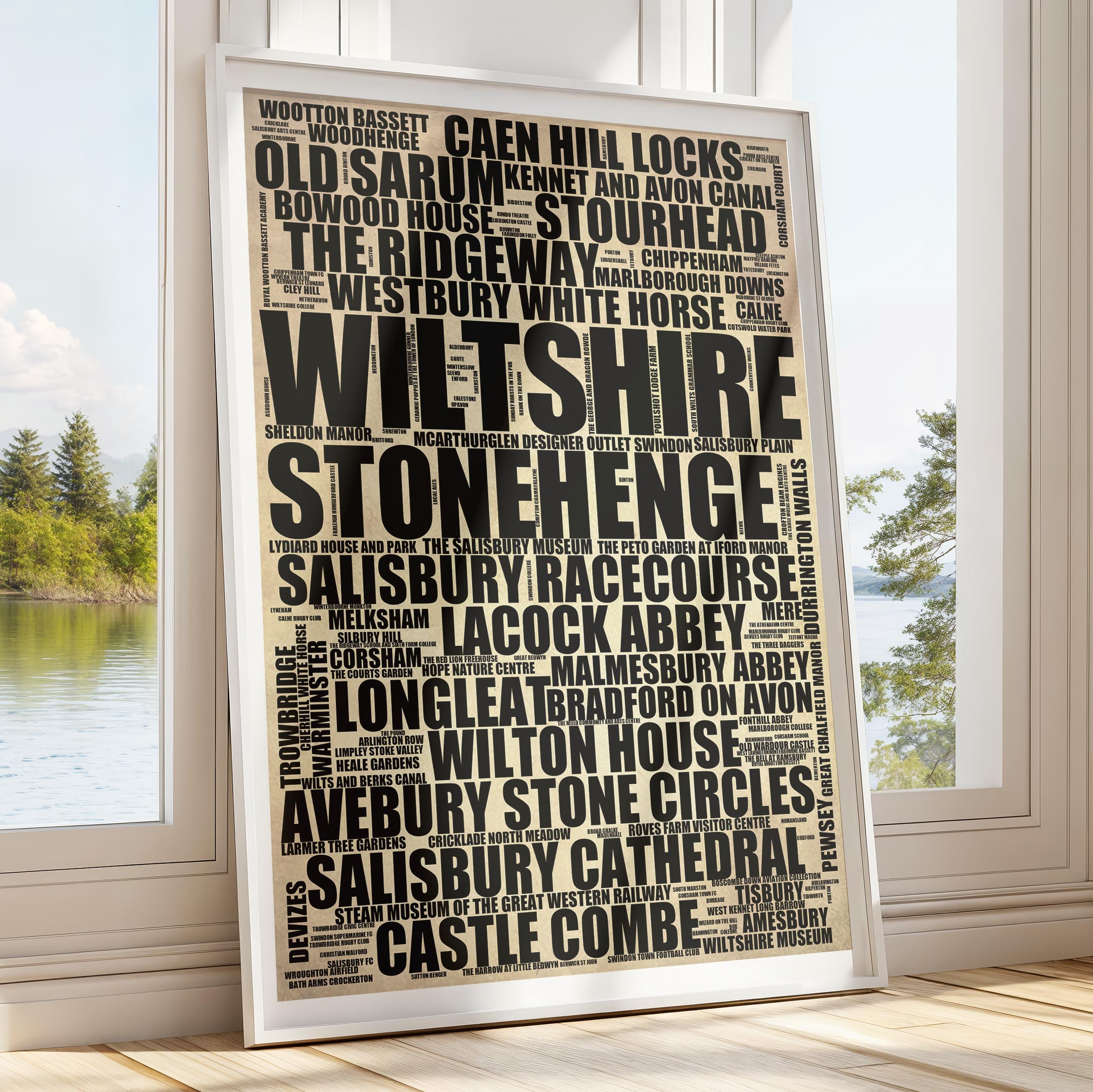 Wiltshire - Premium Typographic Word Cloud Prints, Posters & Gifts