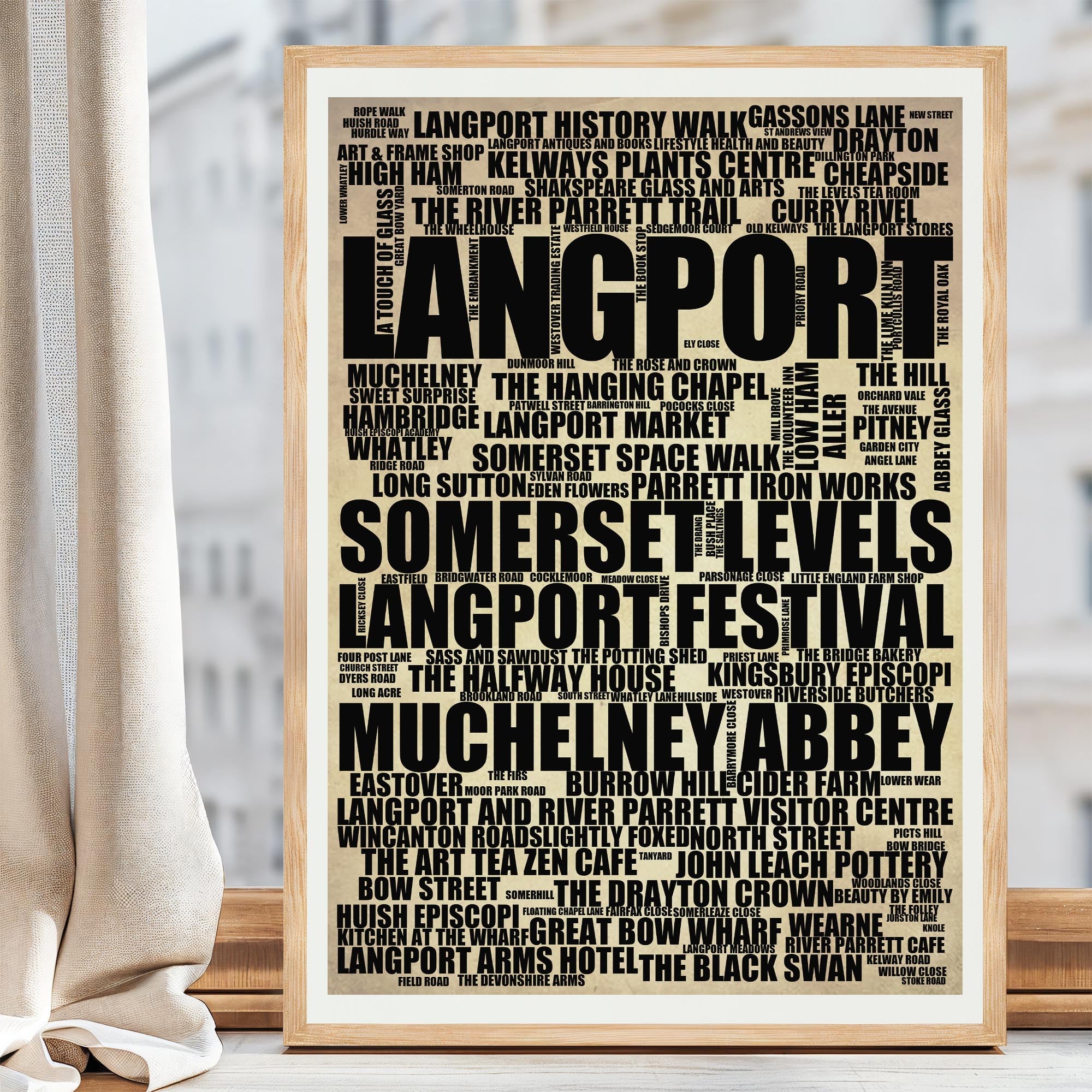 Langport - Premium Typographic Word Cloud Prints, Posters & Gifts